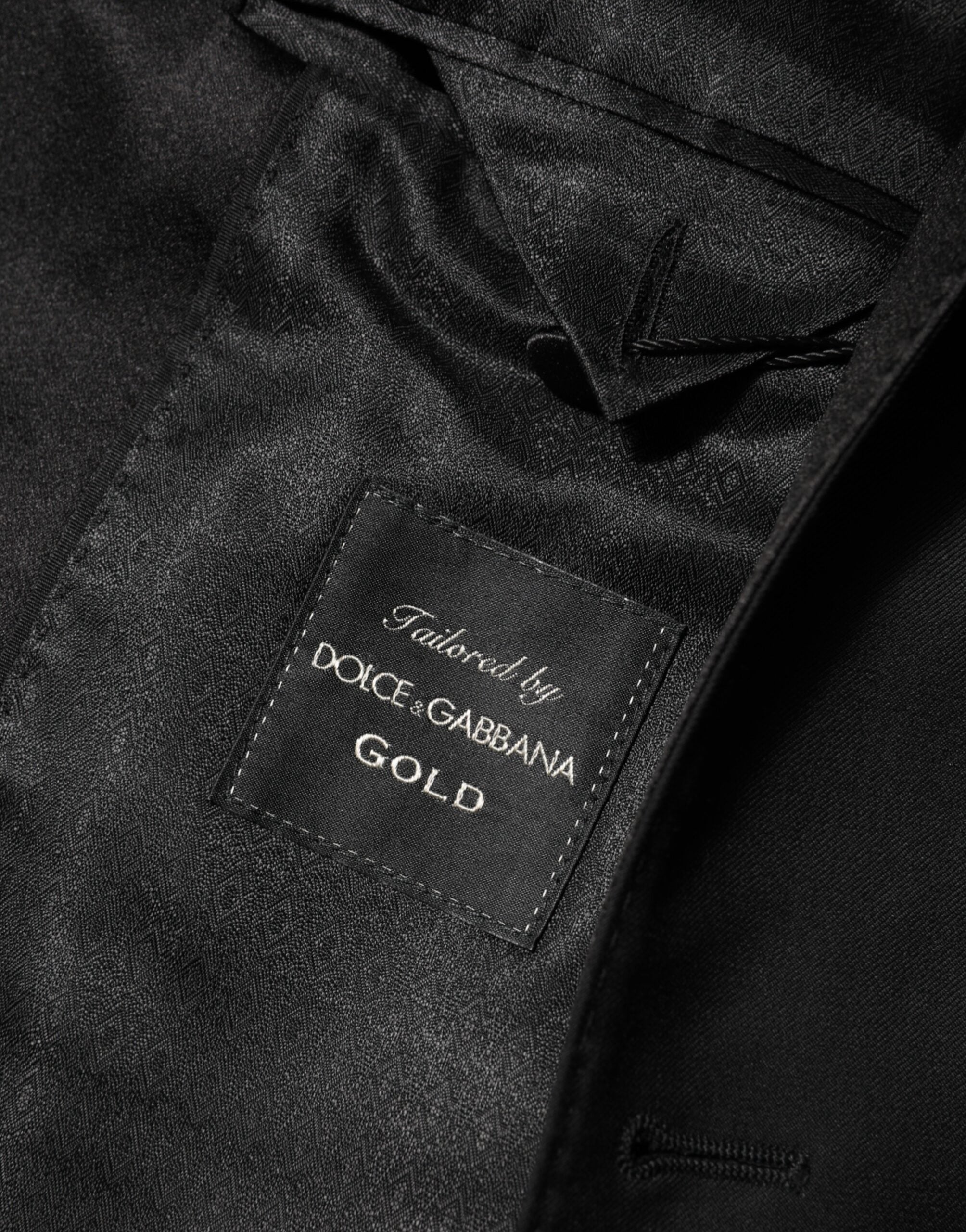 Dolce & Gabbana Black Wool GOLD 1 Button Men Suit Blazer Dolce & Gabbana