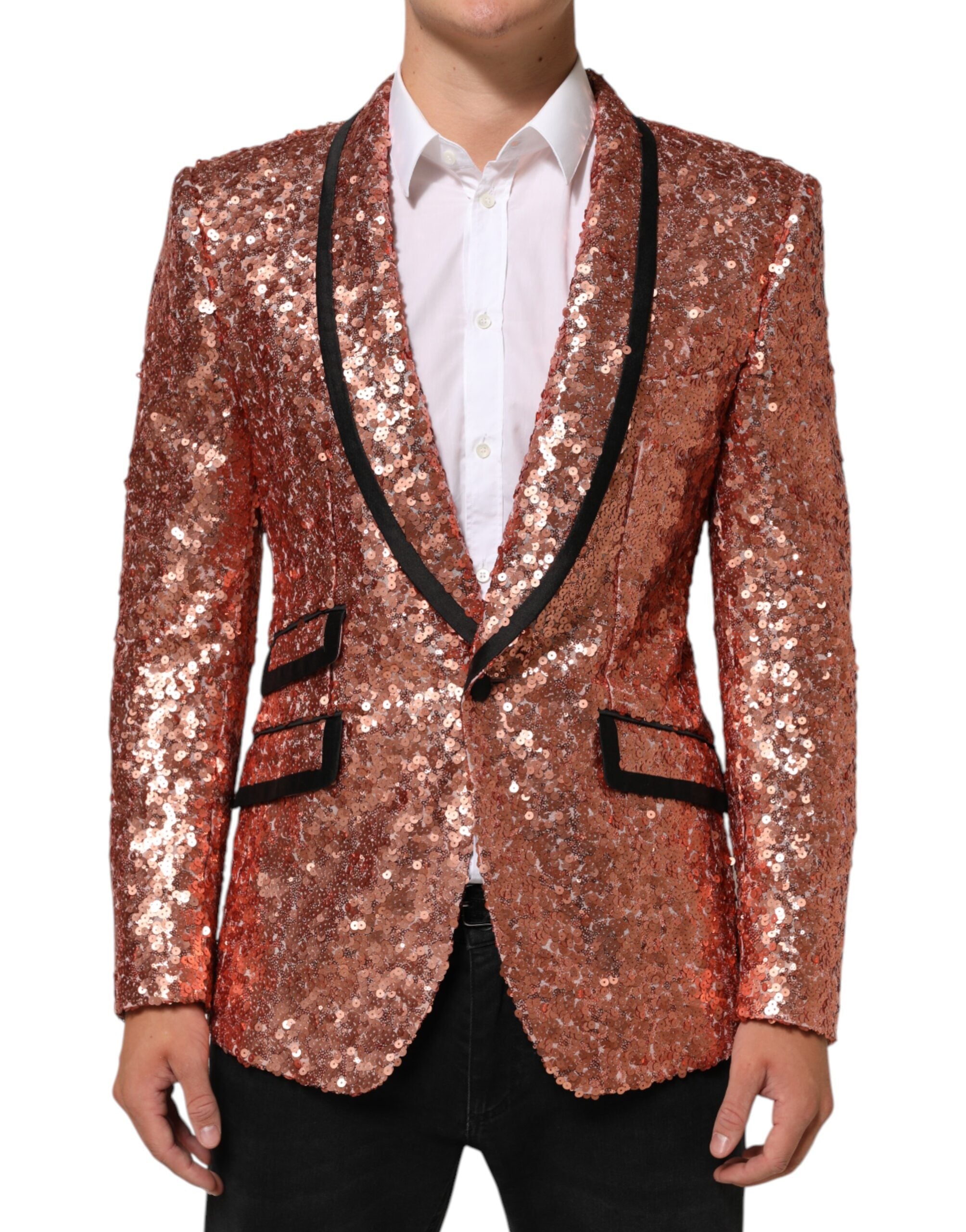 Dolce & Gabbana Pink Sequin SICILIA 1 Button Men Suit Blazer Dolce & Gabbana