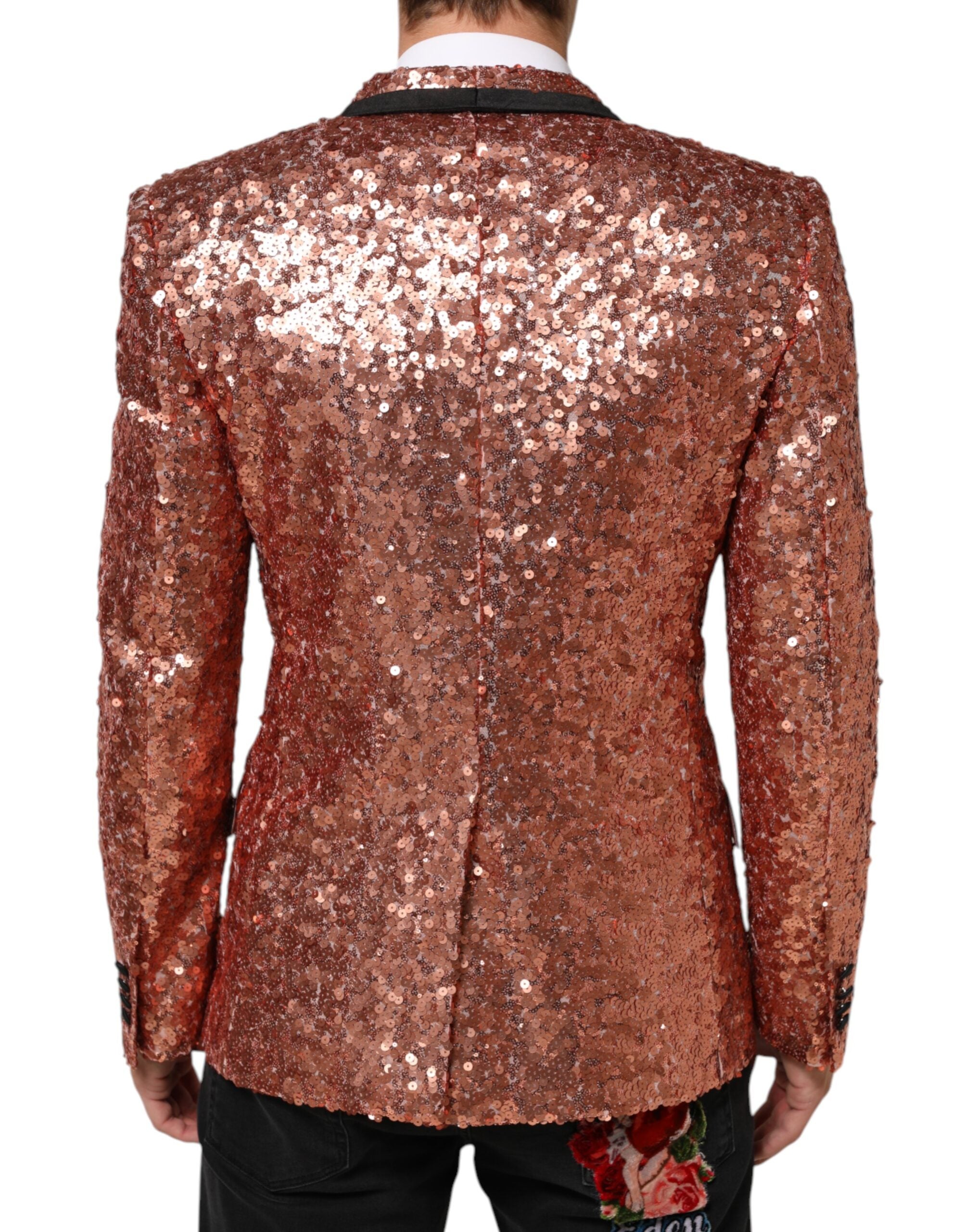 Dolce & Gabbana Pink Sequin SICILIA 1 Button Men Suit Blazer Dolce & Gabbana