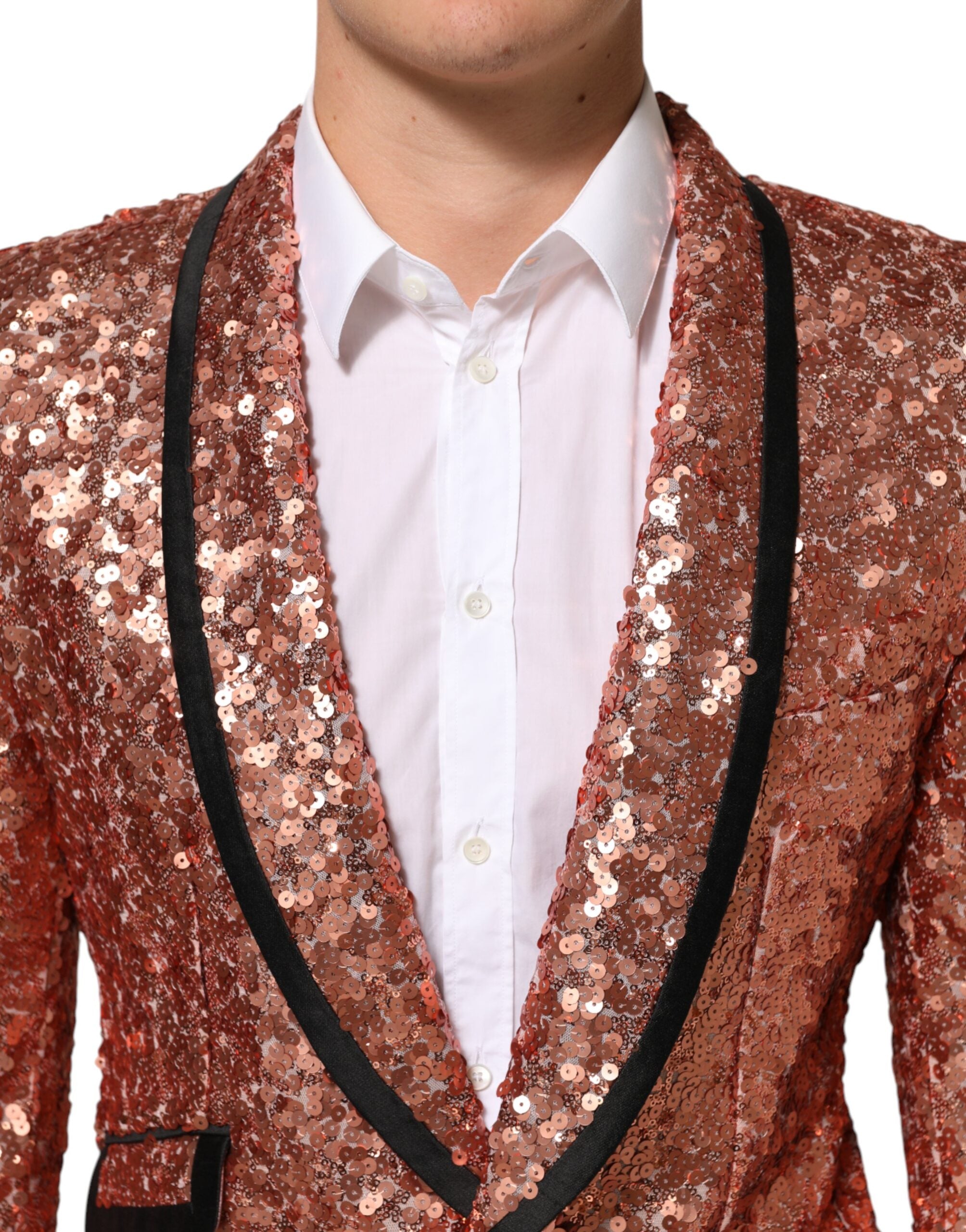 Dolce & Gabbana Pink Sequin SICILIA 1 Button Men Suit Blazer Dolce & Gabbana