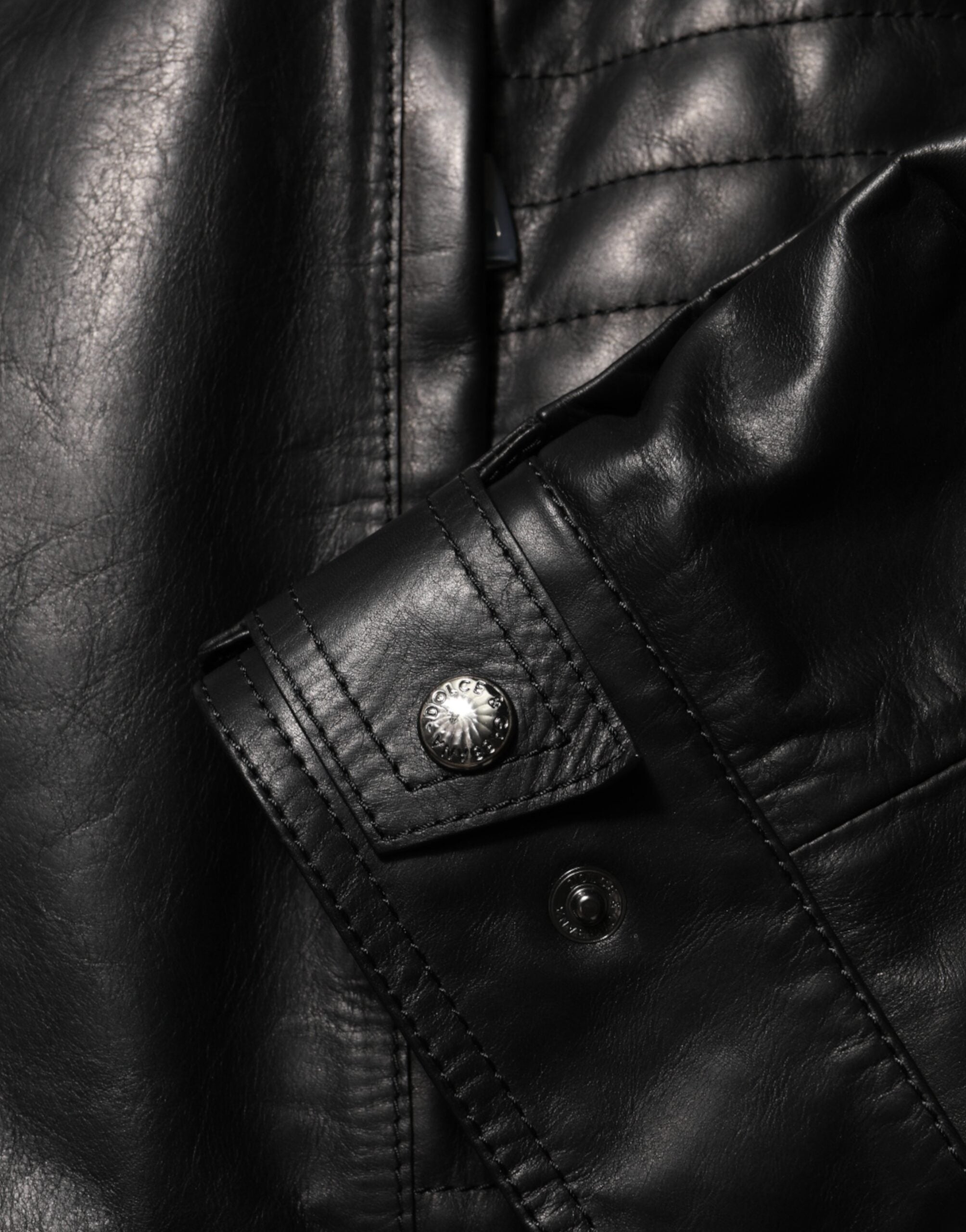 Dolce & Gabbana Black Leather Full Zip Biker Blouson Jacket Dolce & Gabbana