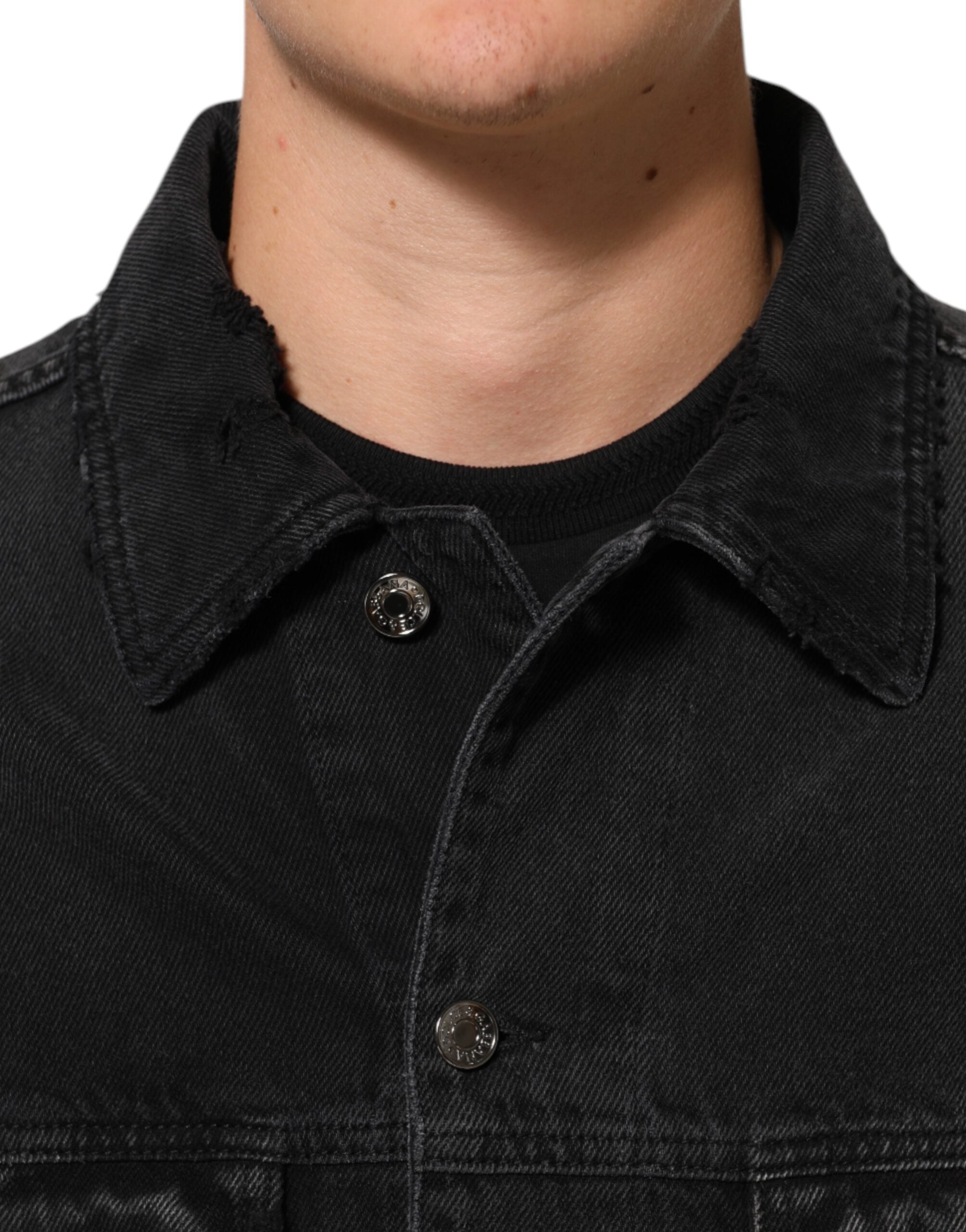 Dolce & Gabbana Black Cotton Stretch Denim Blouson Jacket Dolce & Gabbana