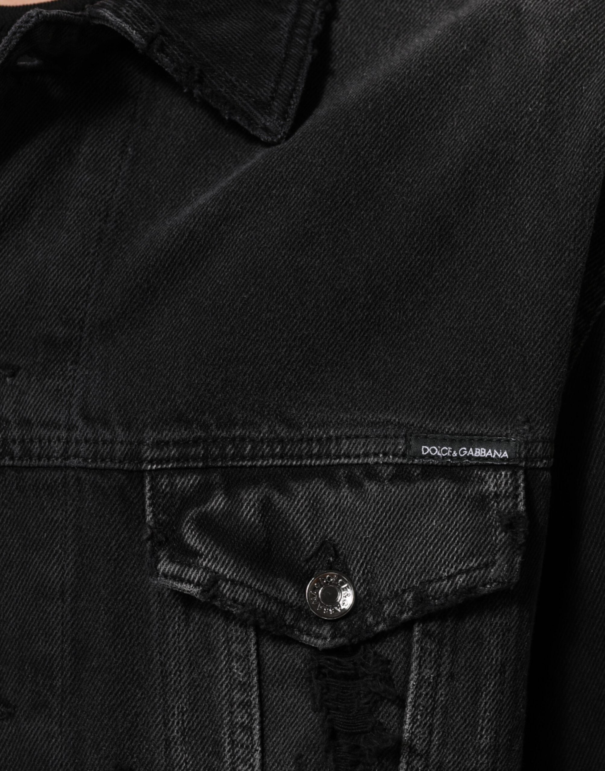 Dolce & Gabbana Black Cotton Stretch Denim Blouson Jacket Dolce & Gabbana