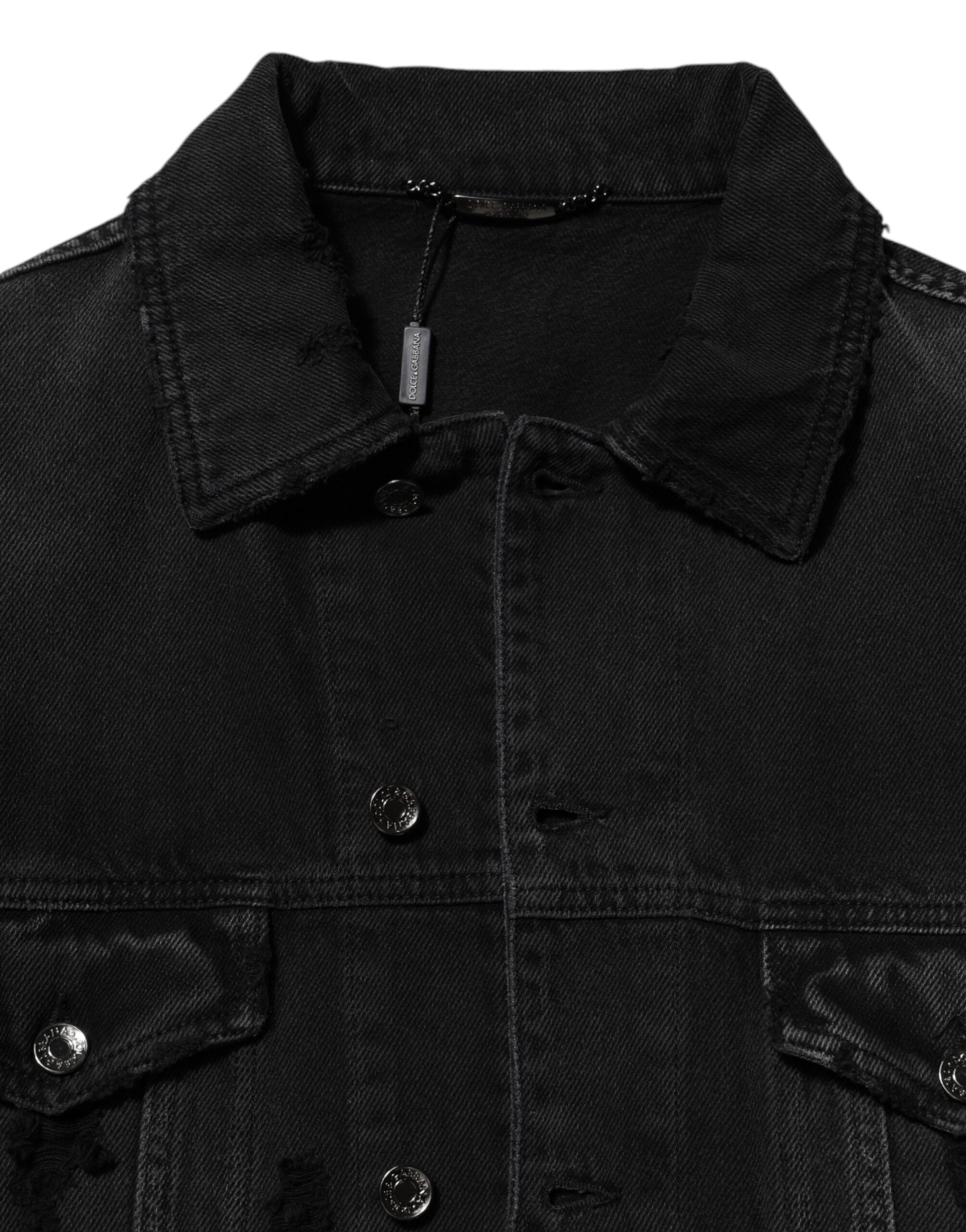 Dolce & Gabbana Black Cotton Stretch Denim Blouson Jacket Dolce & Gabbana