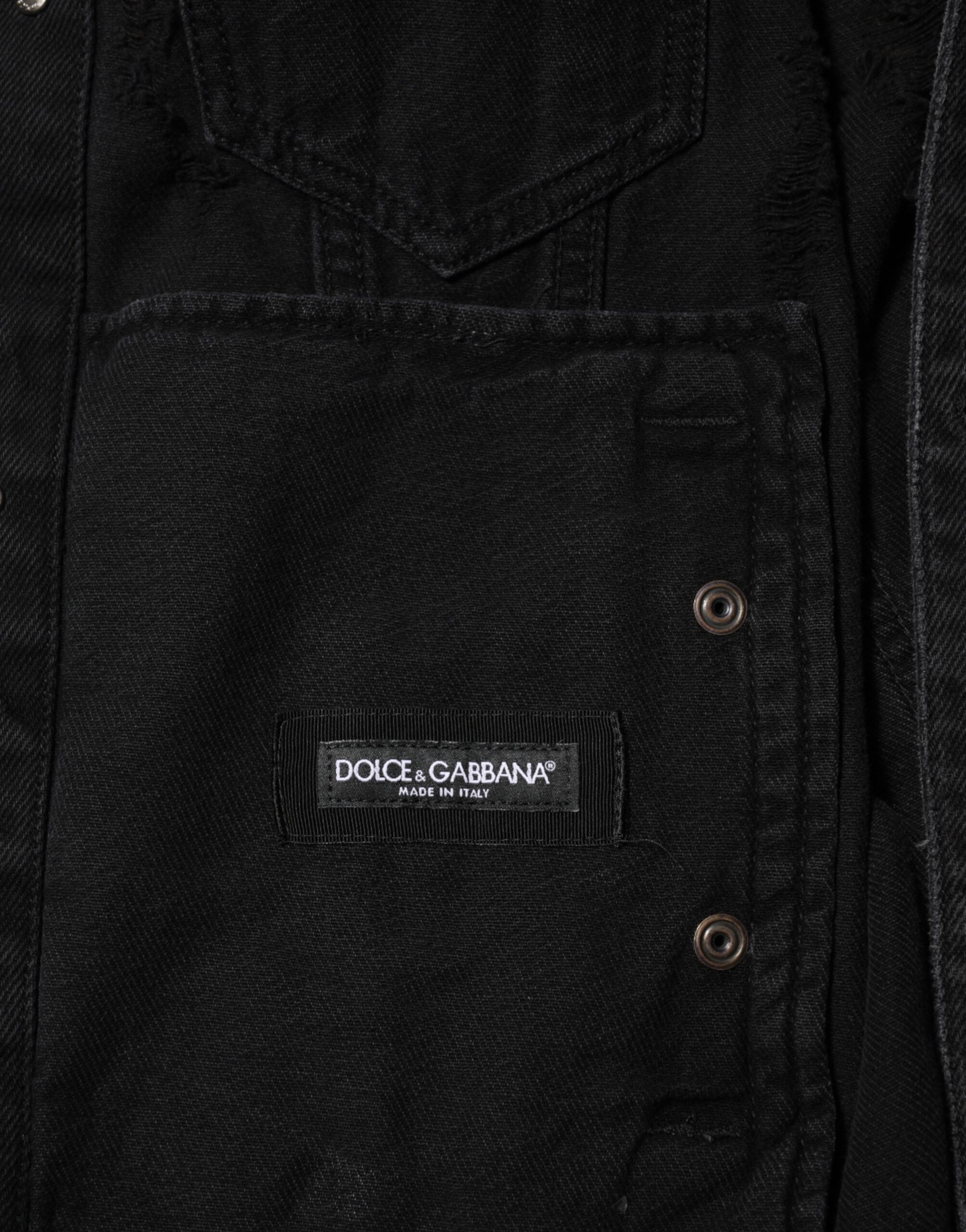 Dolce & Gabbana Black Cotton Stretch Denim Blouson Jacket Dolce & Gabbana