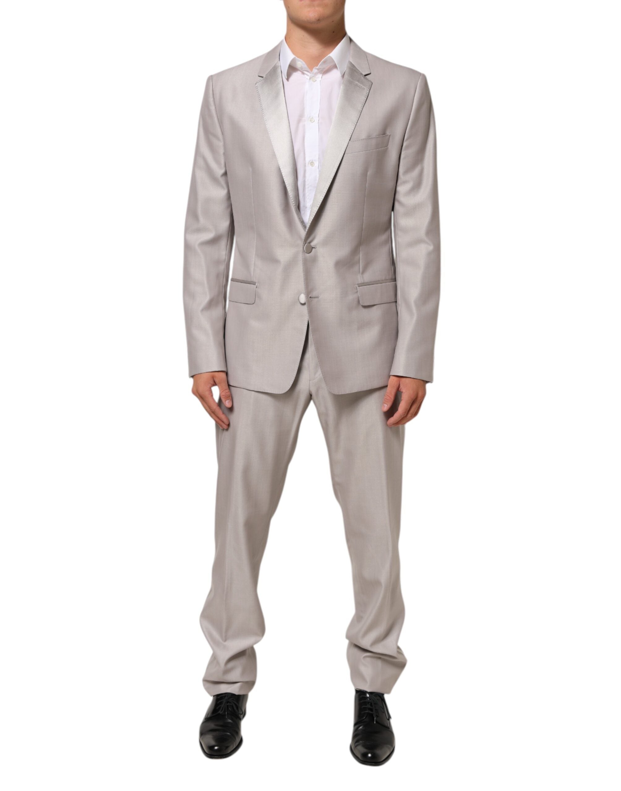 Dolce & Gabbana Light Gray Wool 2 Piece MARTINI Formal Suit Dolce & Gabbana