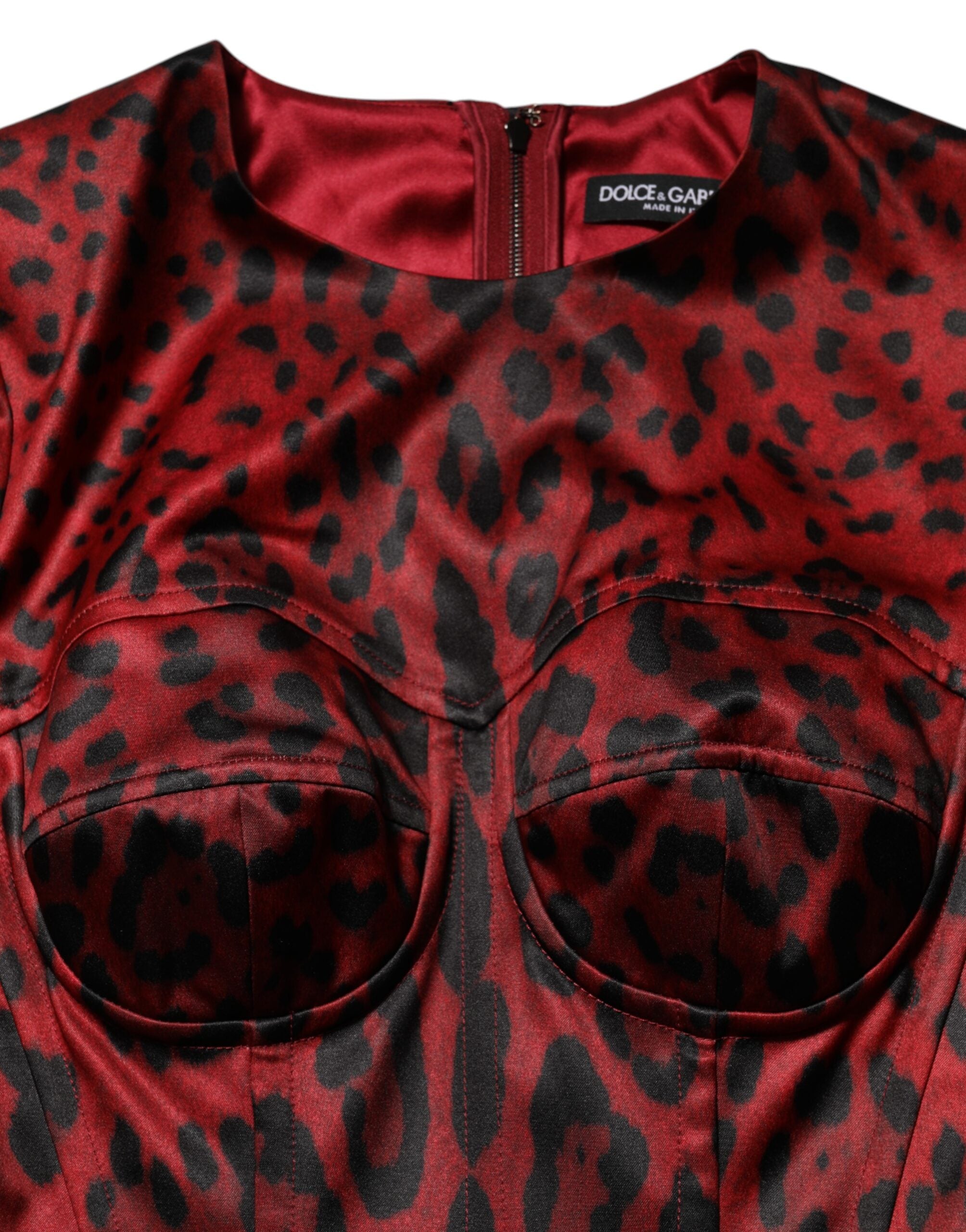 Dolce & Gabbana Red Leopard Sheath Long Sleeves Dress Dolce & Gabbana
