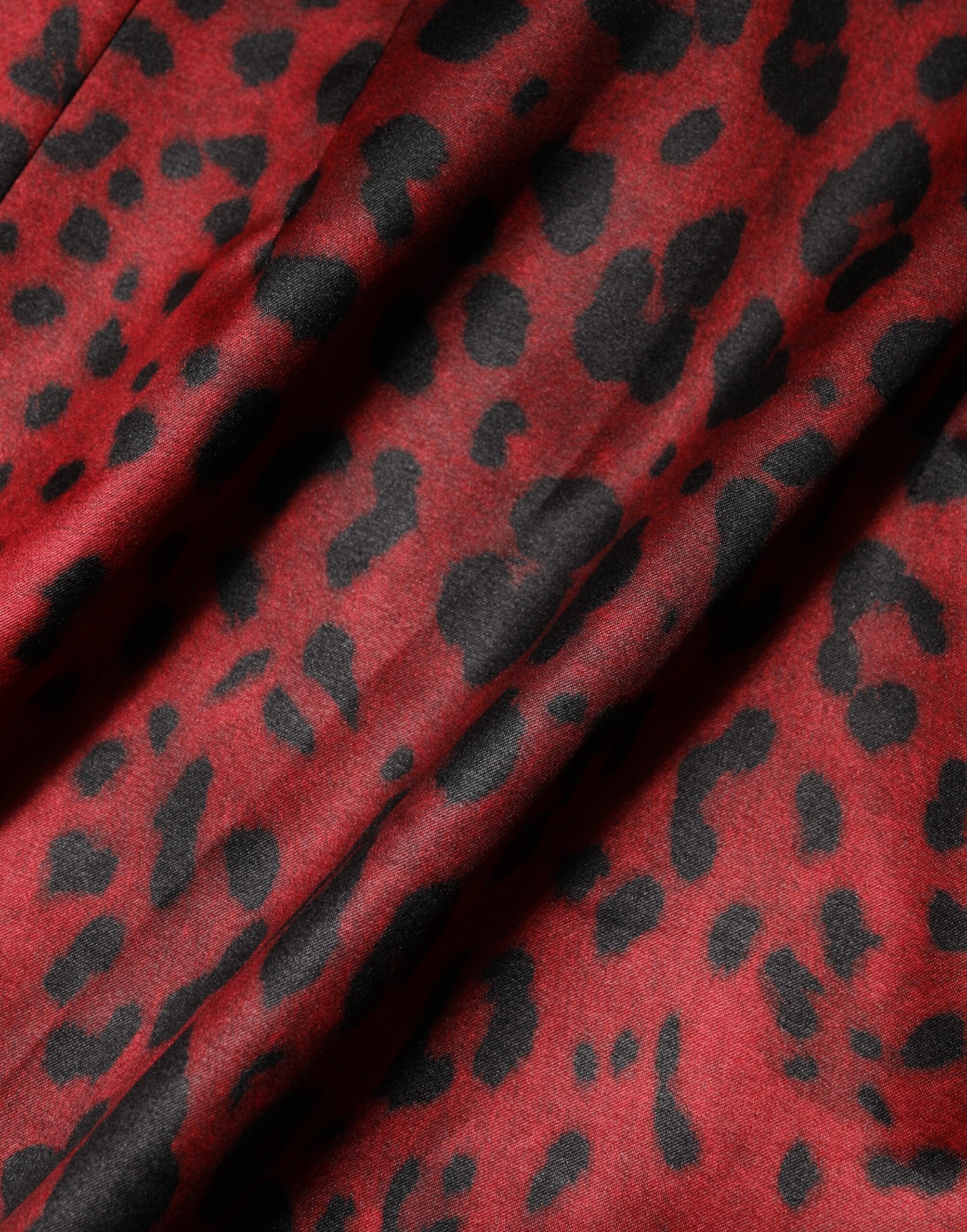 Dolce & Gabbana Red Leopard Sheath Long Sleeves Dress Dolce & Gabbana