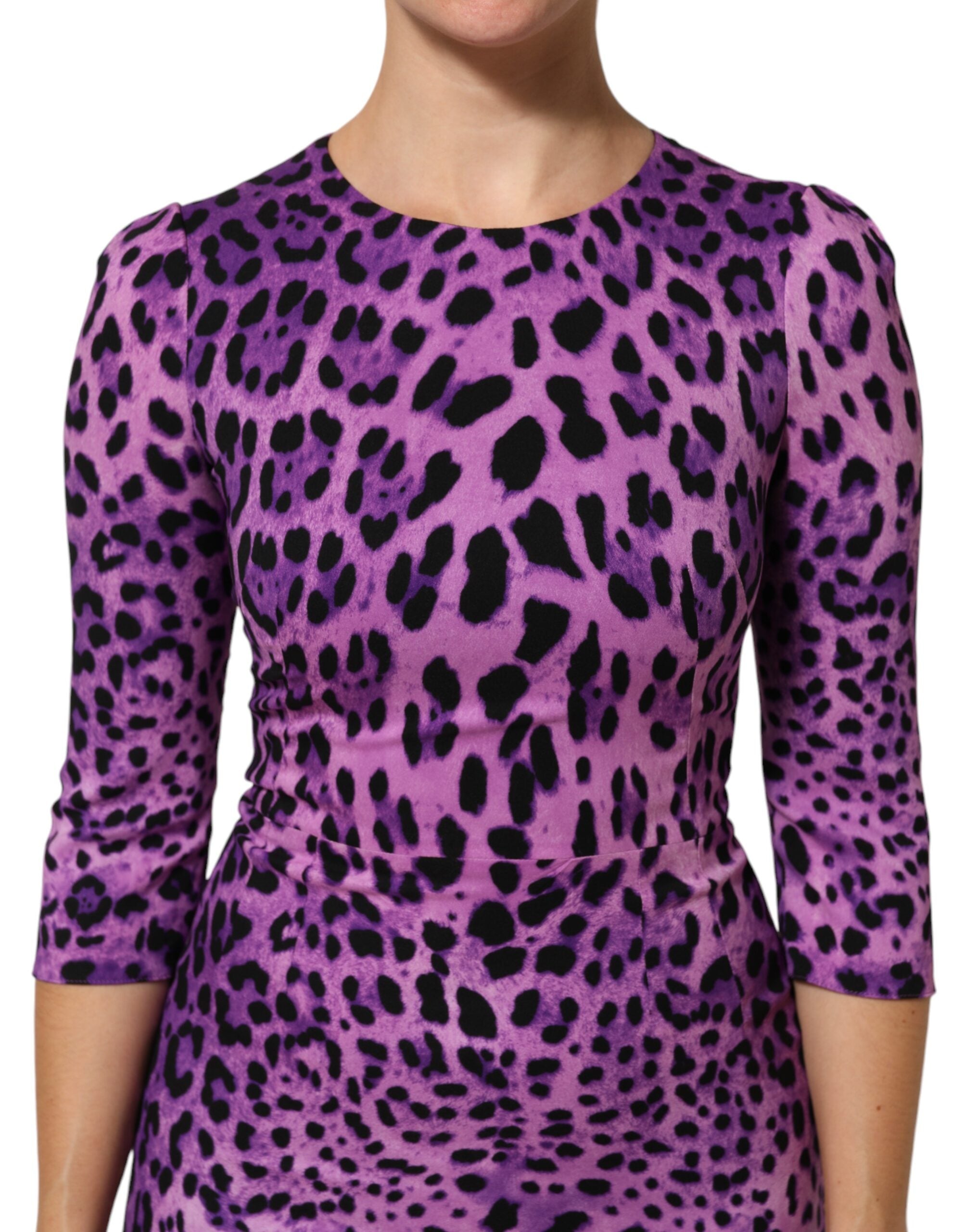 Dolce & Gabbana Violet Leopard Sheath Bodycon Mini Dress Dolce & Gabbana