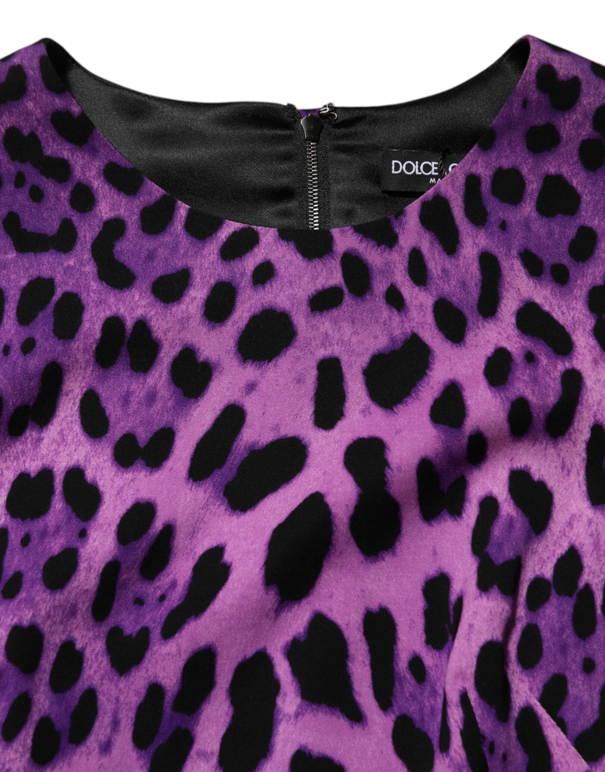 Dolce & Gabbana Violet Leopard Sheath Bodycon Mini Dress Dolce & Gabbana