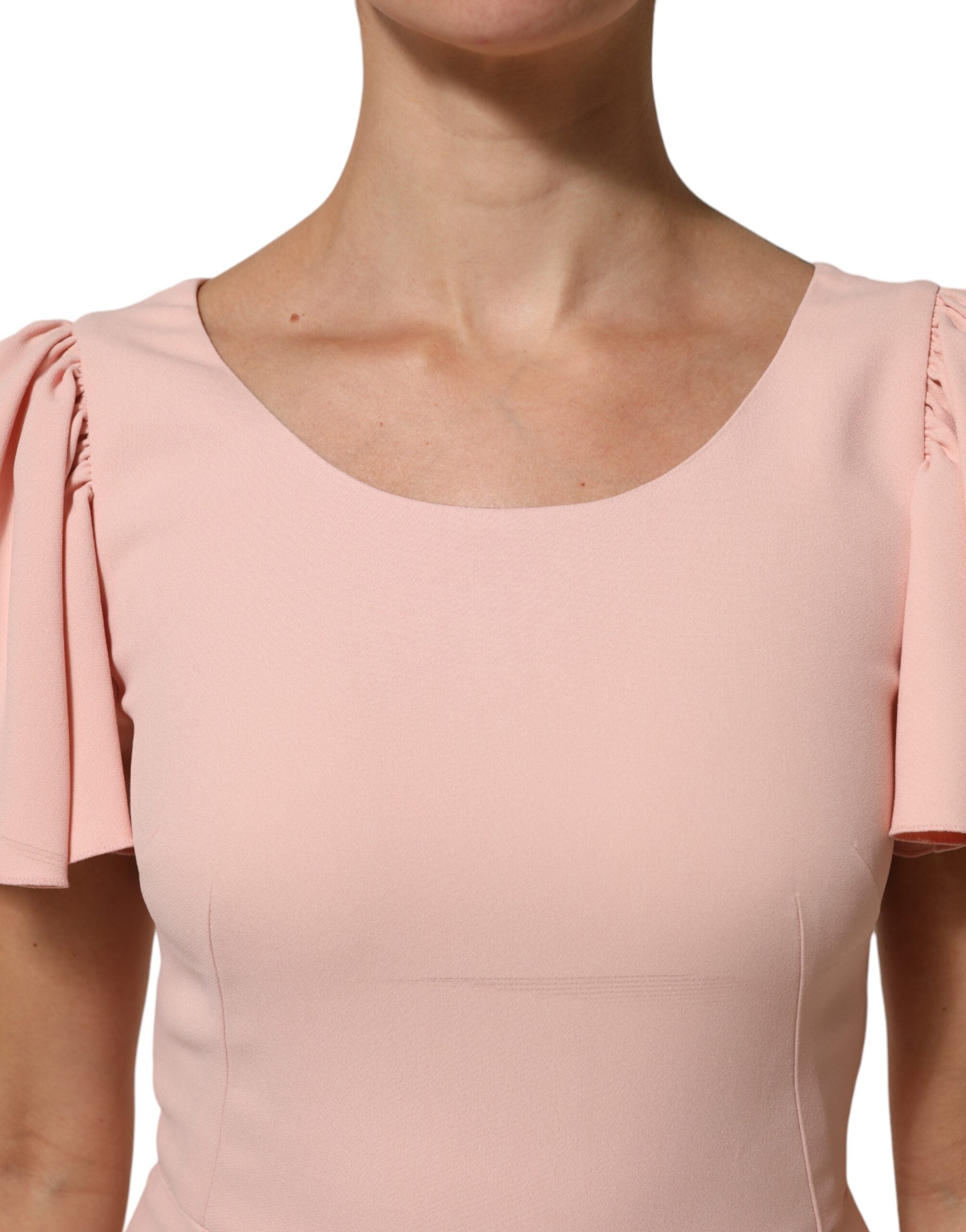 Dolce & Gabbana Pink Viscose Short Sleeves Sheath Midi Dress Dolce & Gabbana