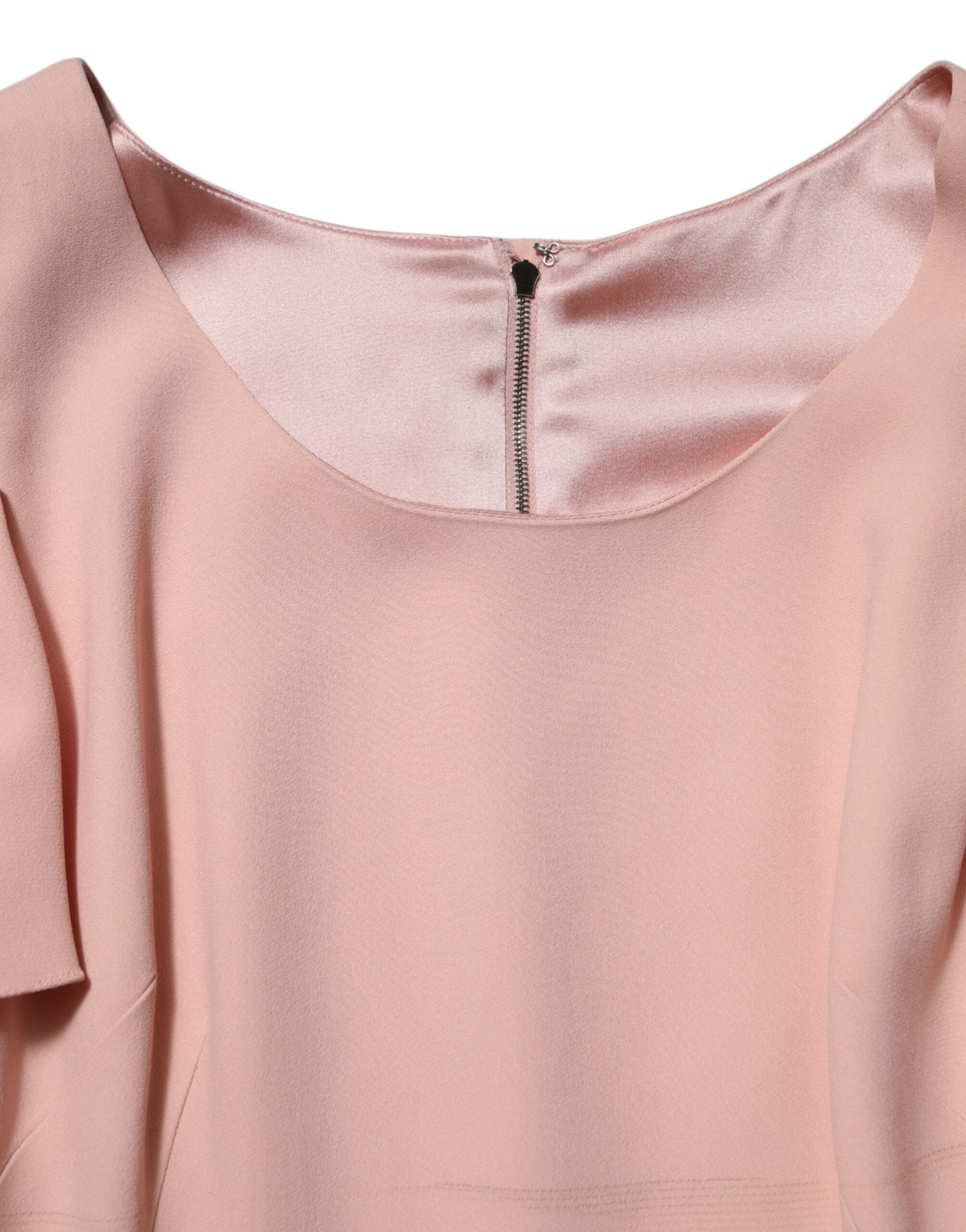 Dolce & Gabbana Pink Viscose Short Sleeves Sheath Midi Dress Dolce & Gabbana