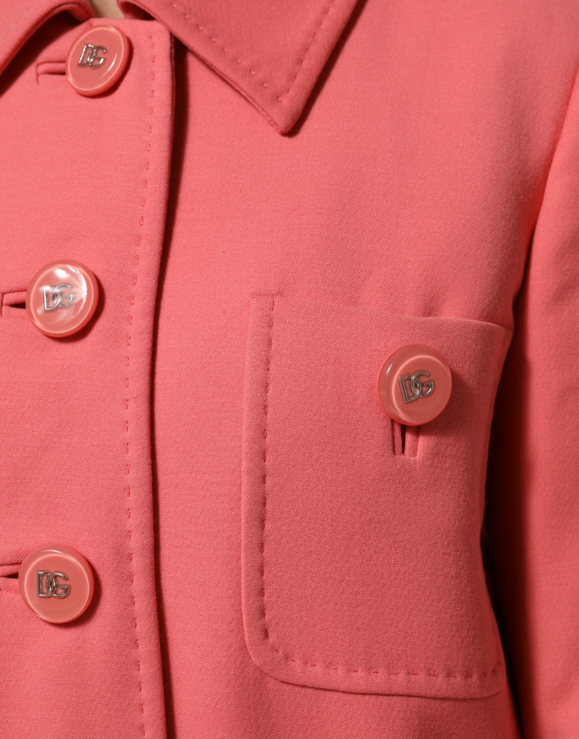 Dolce & Gabbana Pink Buttoned Down Trench Coat Jacket Dolce & Gabbana
