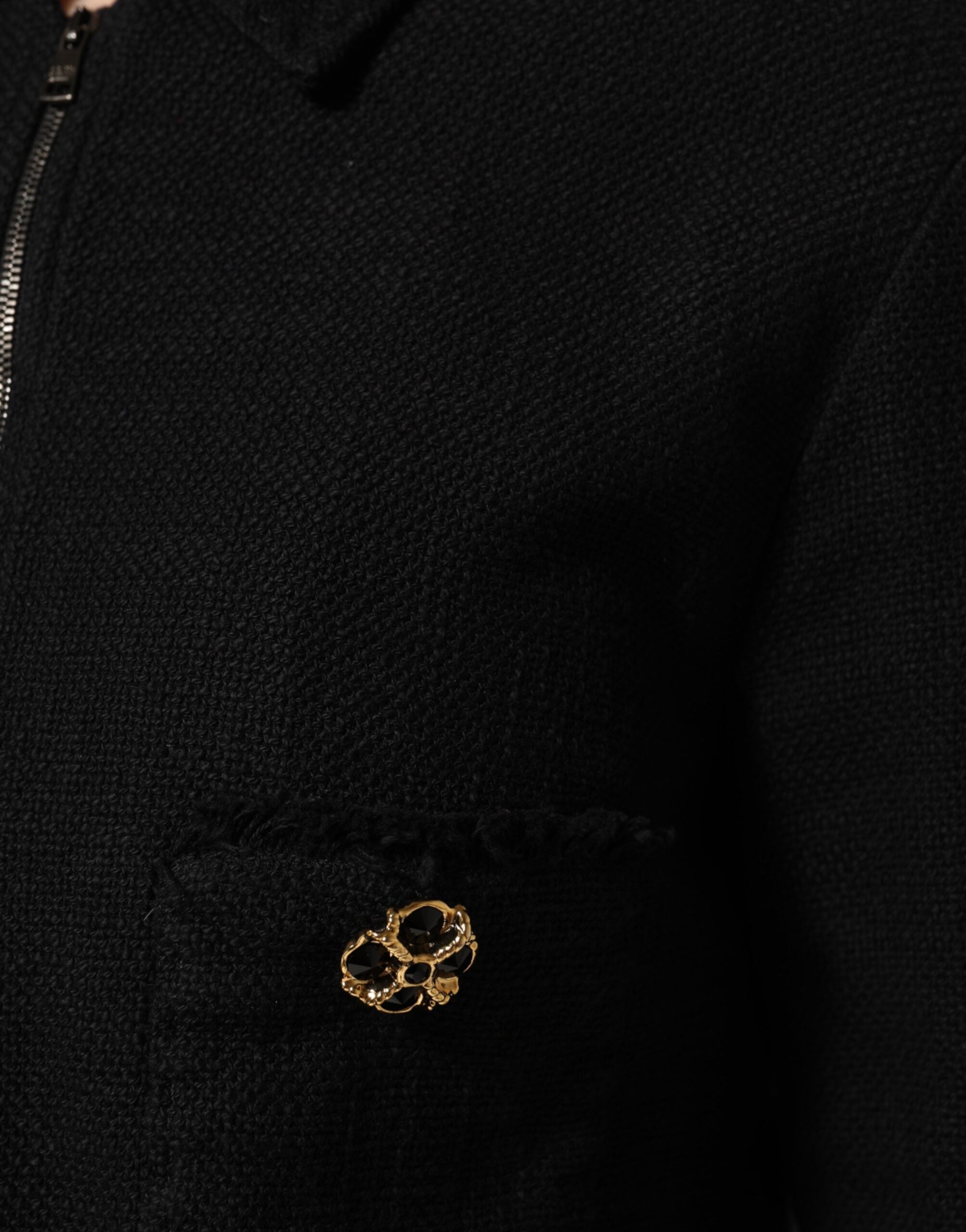 Dolce & Gabbana Black Cotton Full Zip Cropped Coat Jacket Dolce & Gabbana