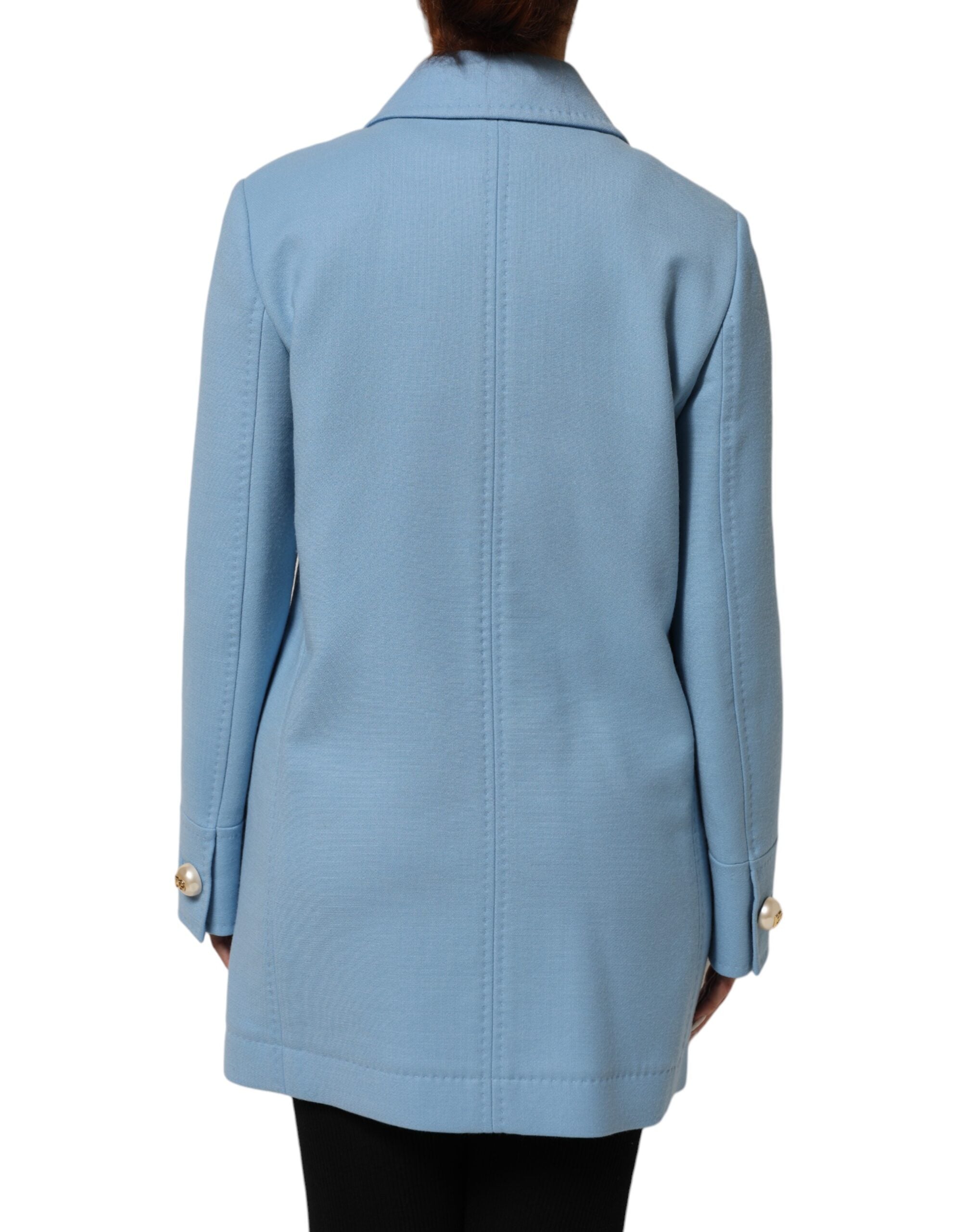 Dolce & Gabbana Blue Buttoned Down Trench Coat Jacket Dolce & Gabbana