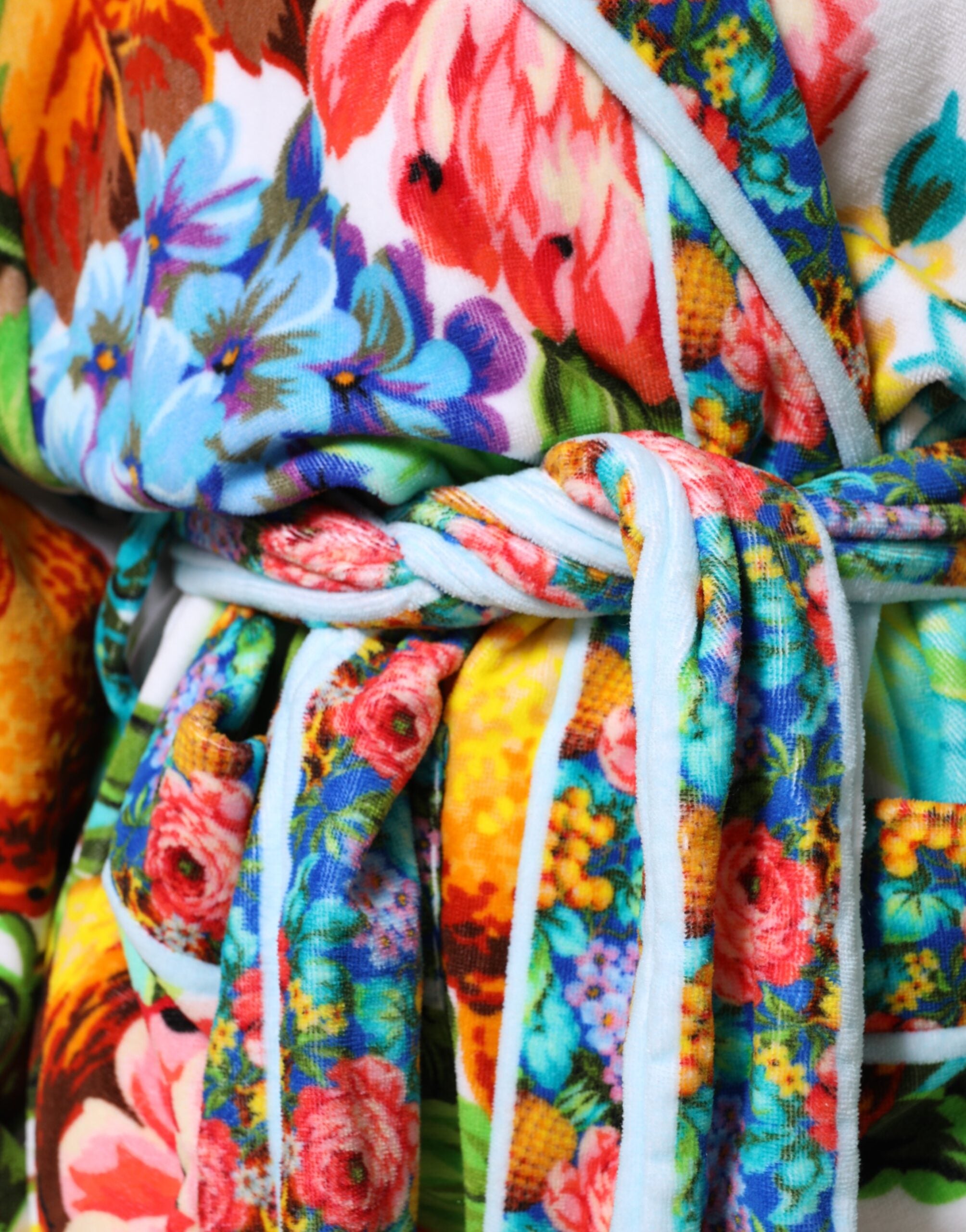 Dolce & Gabbana Multicolor Floral Print Belted Bathrobe Coat Jacket Dolce & Gabbana