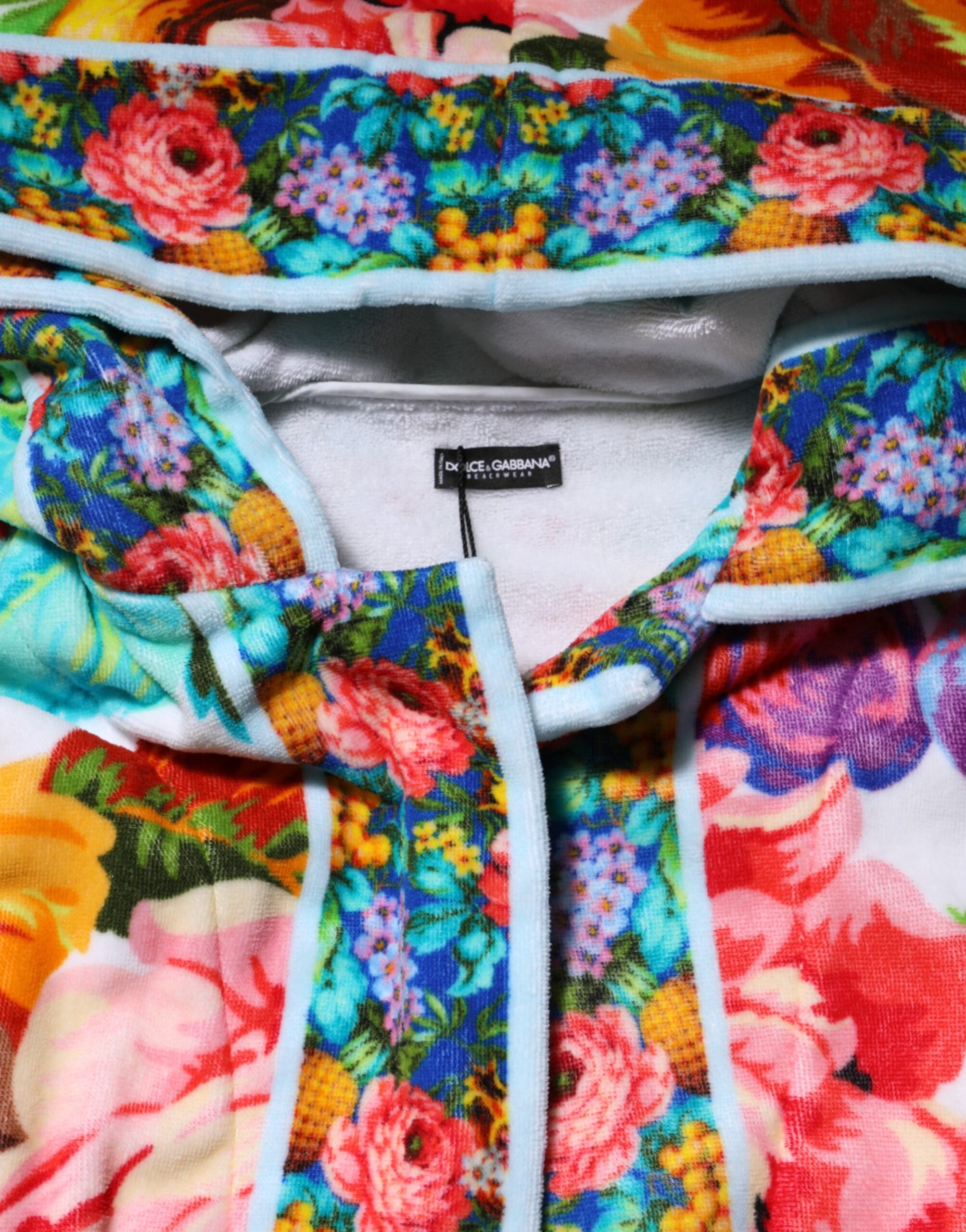 Dolce & Gabbana Multicolor Floral Print Belted Bathrobe Coat Jacket Dolce & Gabbana