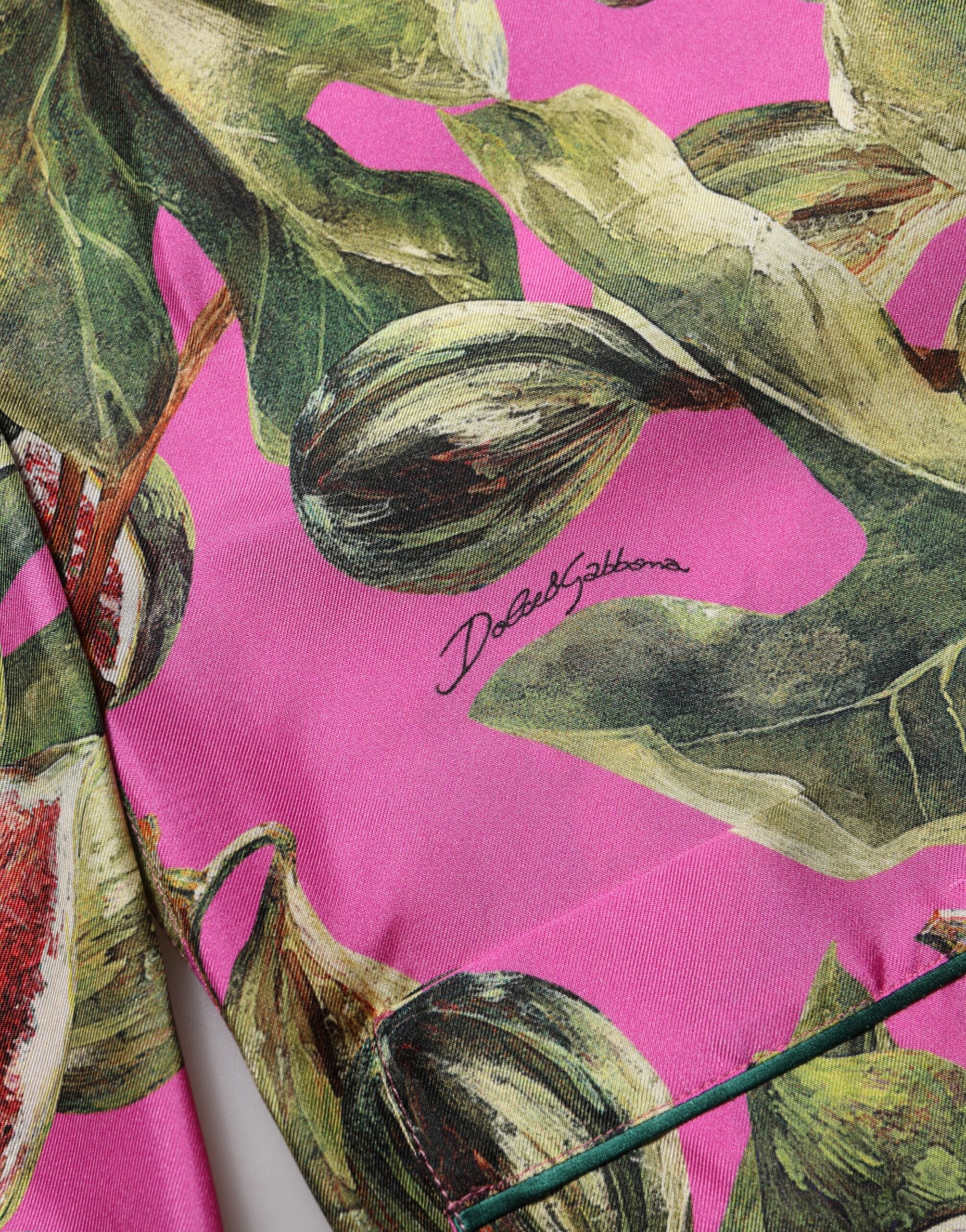 Dolce & Gabbana Hot Pink Fig Printed Silk Shirt Blouse Top Dolce & Gabbana