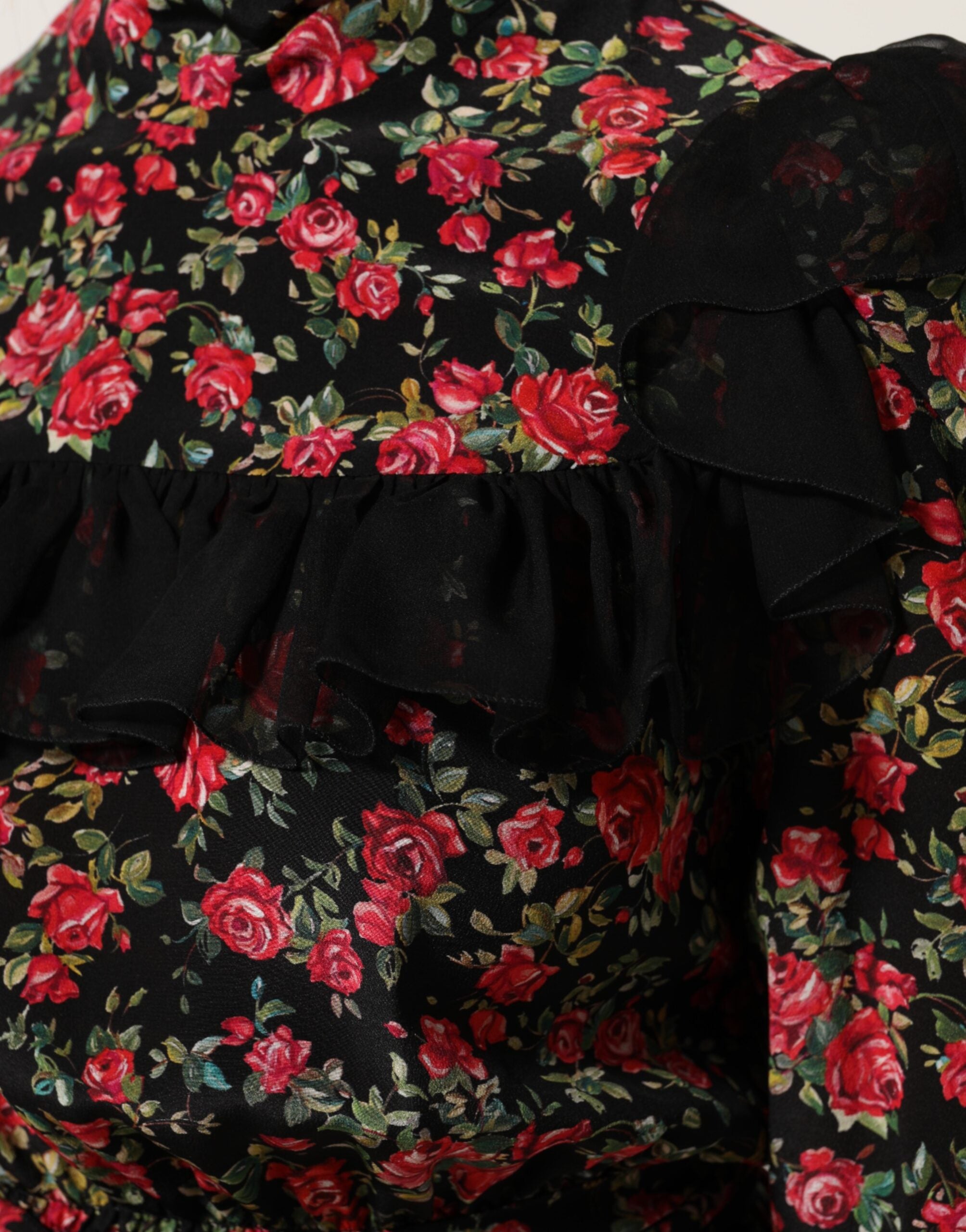 Dolce & Gabbana Black Floral Print Long Sleeve Blouse Top Dolce & Gabbana