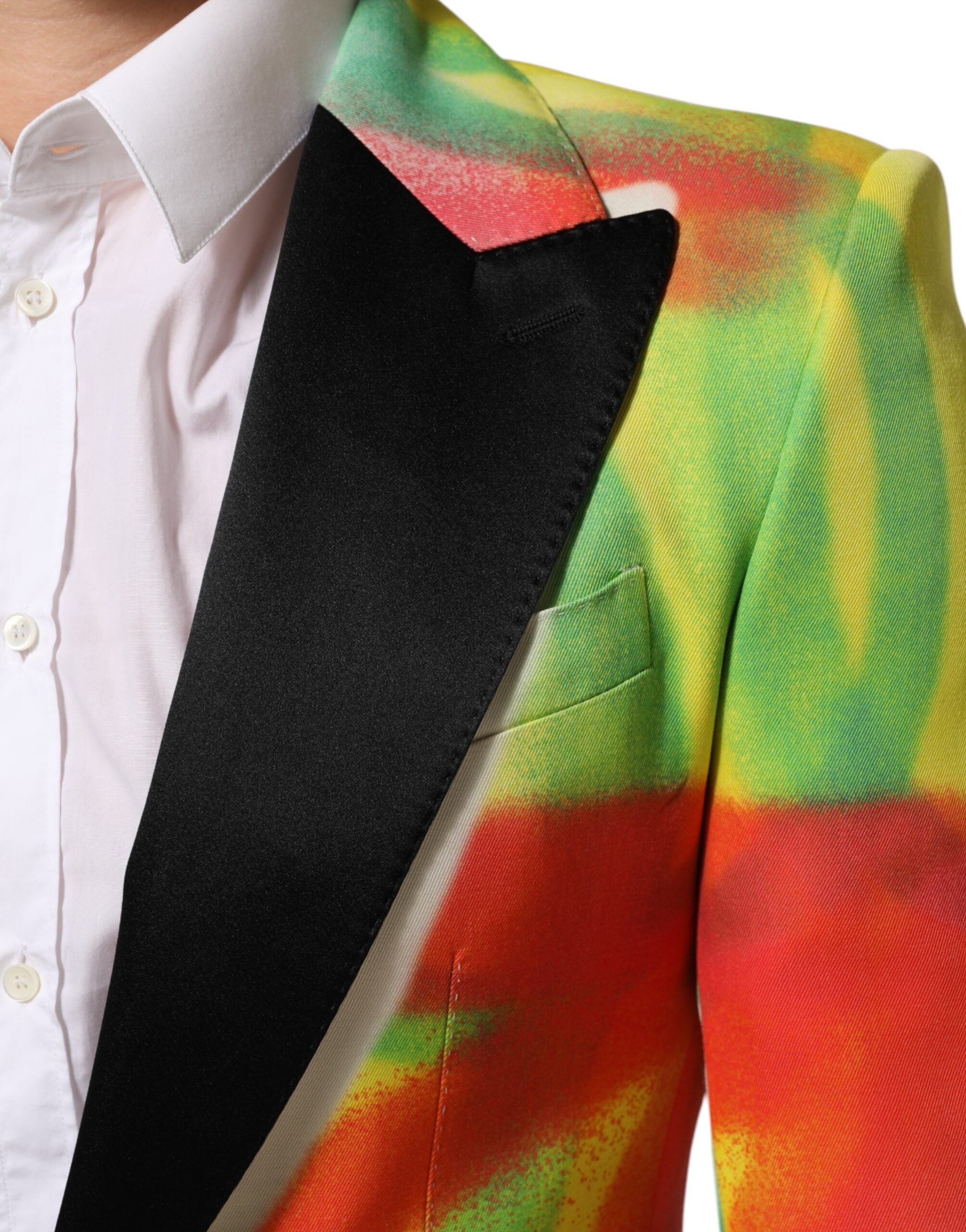 Dolce & Gabbana Multicolor Graffiti SICILIA 1 Button Men Suit Blazer Dolce & Gabbana