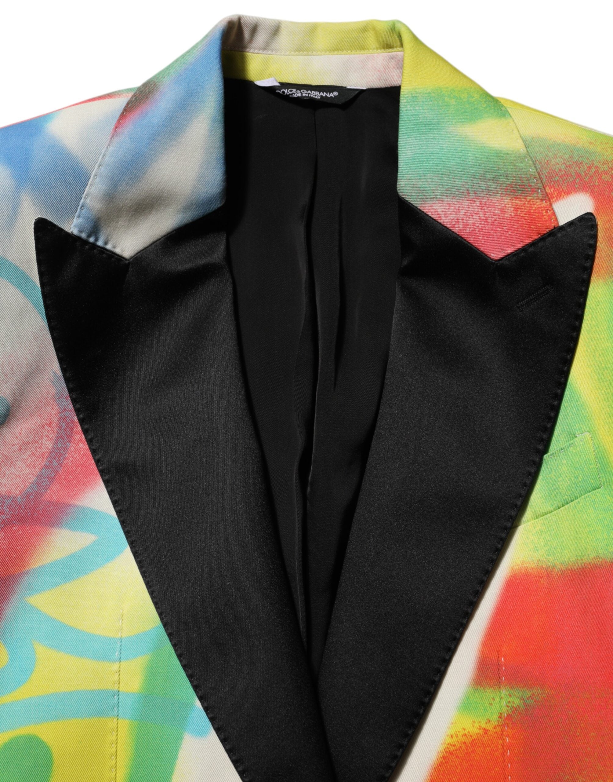 Dolce & Gabbana Multicolor Graffiti SICILIA 1 Button Men Suit Blazer Dolce & Gabbana