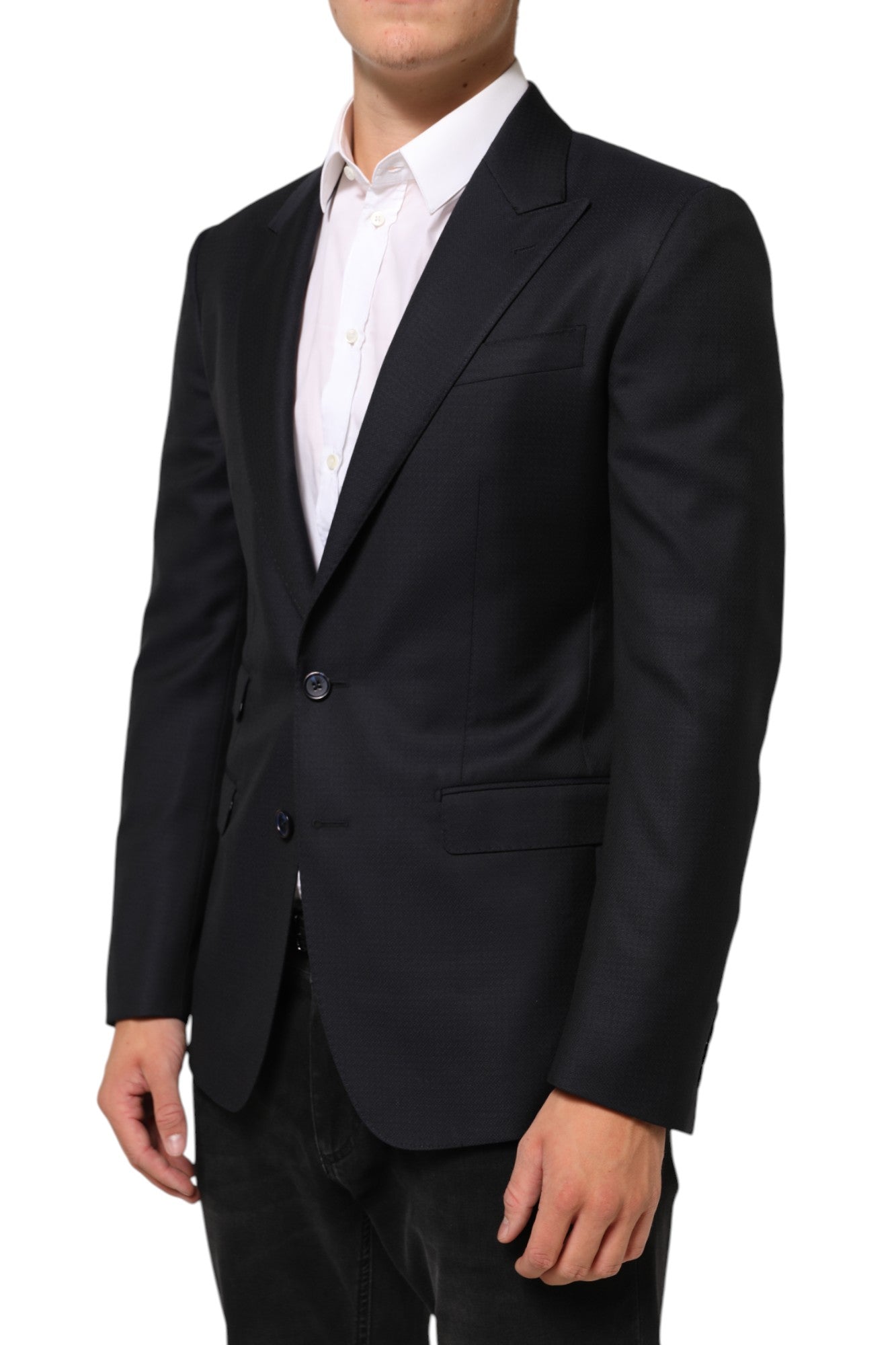 Dolce & Gabbana Black Wool NAPOLI 2 Button Men Suit Blazer Dolce & Gabbana