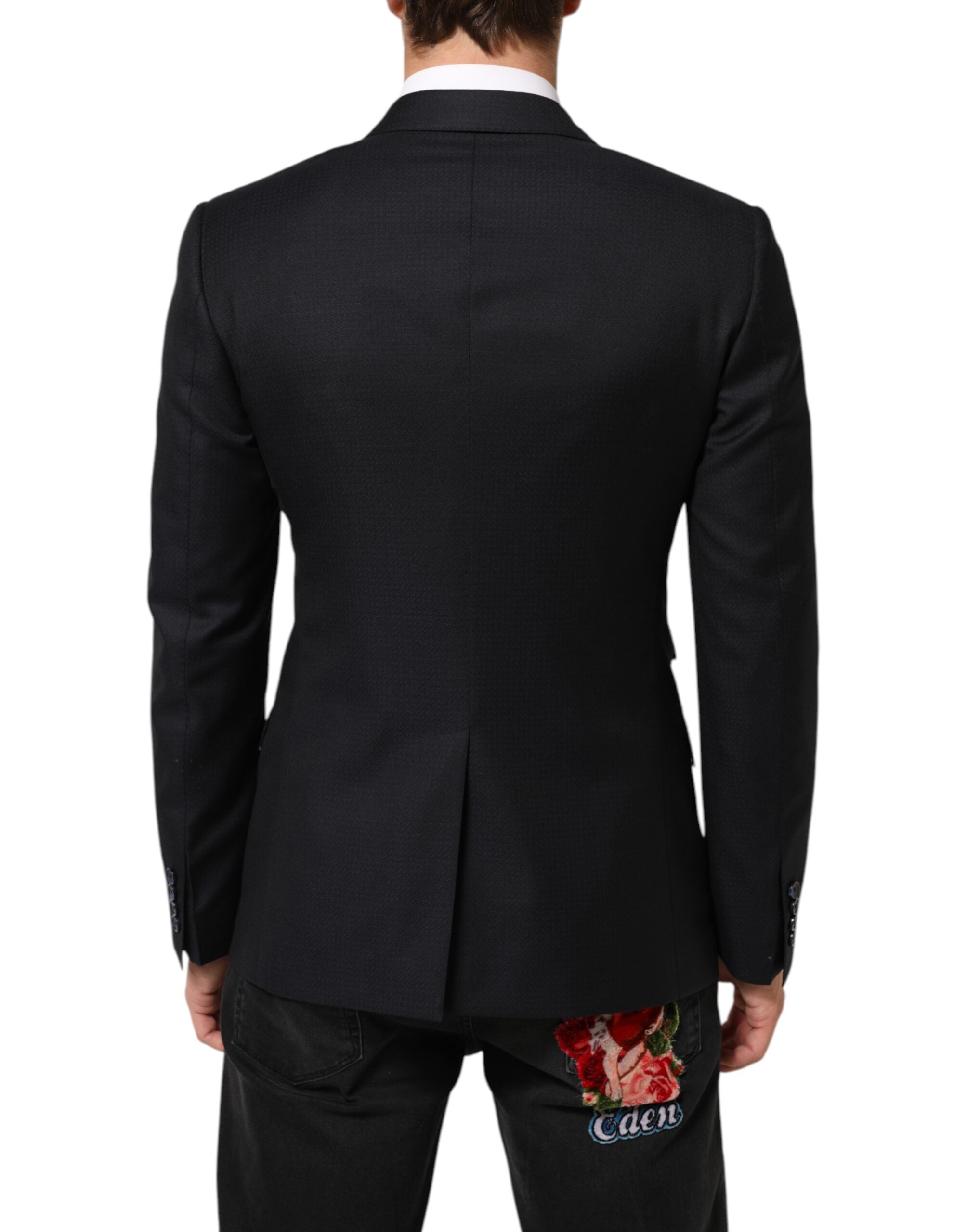Dolce & Gabbana Black Wool NAPOLI 2 Button Men Suit Blazer Dolce & Gabbana