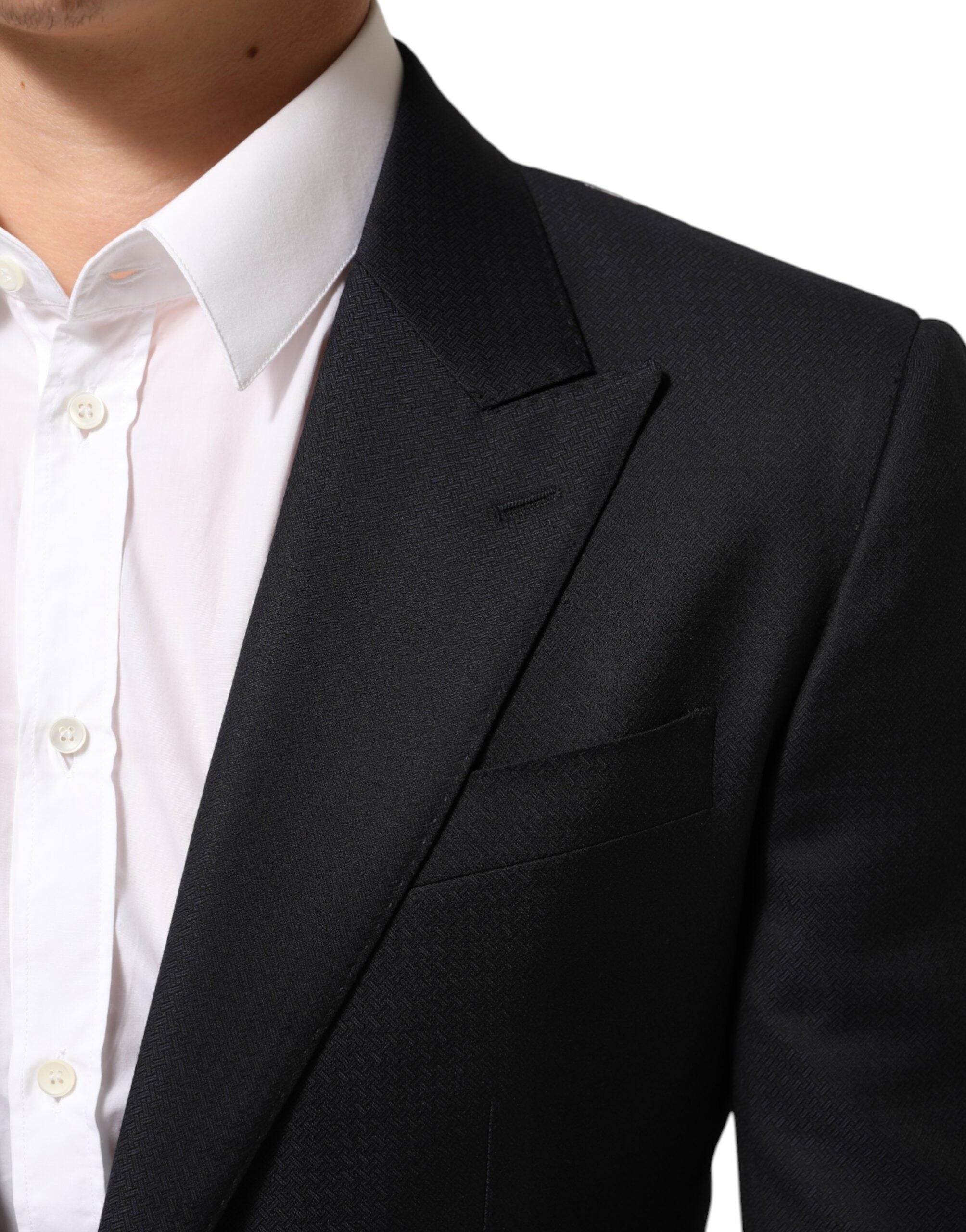 Dolce & Gabbana Black Wool NAPOLI 2 Button Men Suit Blazer Dolce & Gabbana
