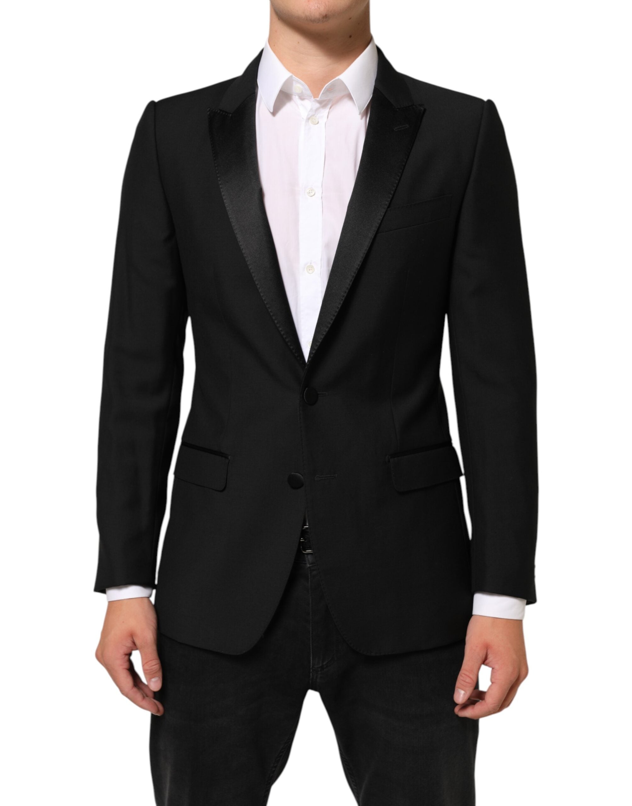 Dolce & Gabbana Black Wool MARTINI 2 Button Men Suit Blazer Dolce & Gabbana