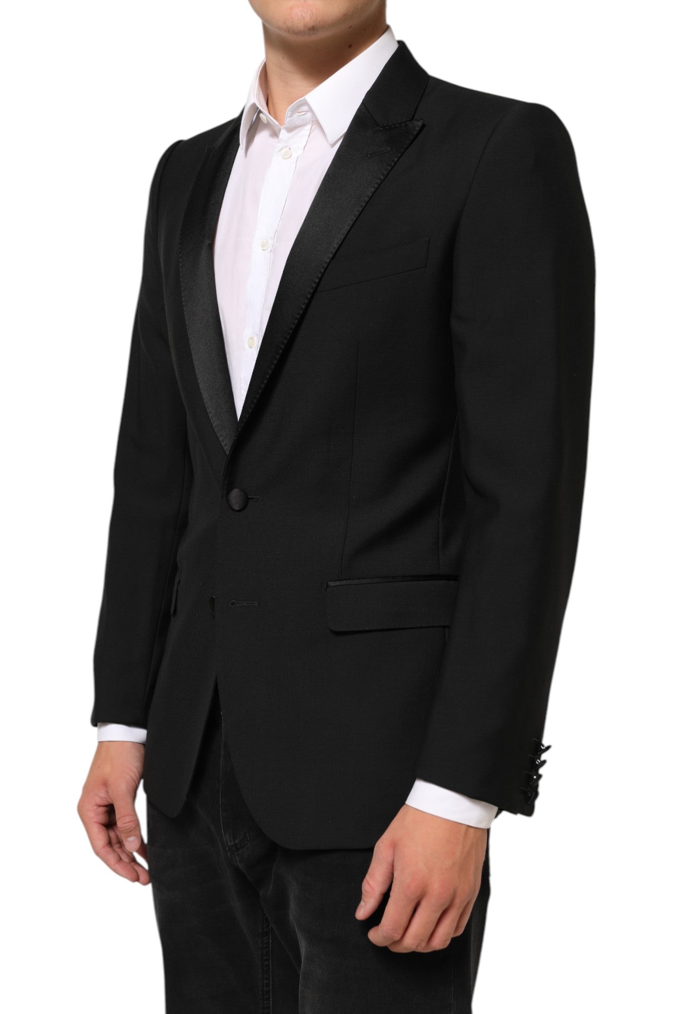 Dolce & Gabbana Black Wool MARTINI 2 Button Men Suit Blazer Dolce & Gabbana