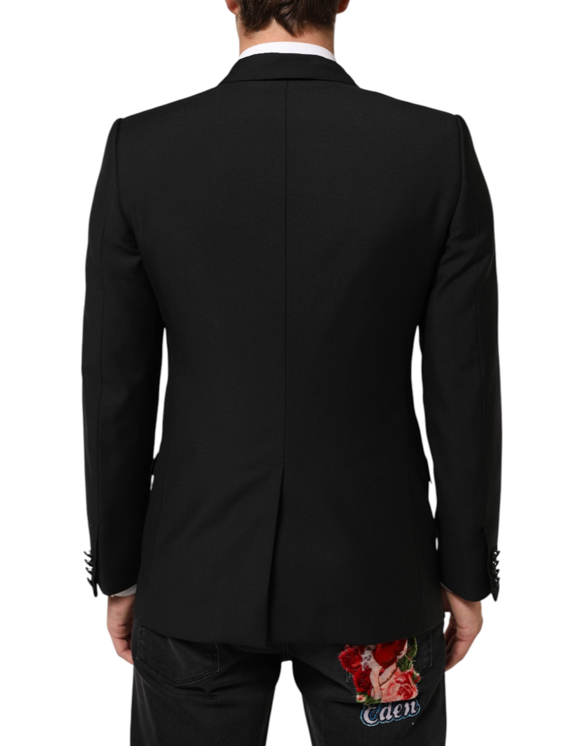 Dolce & Gabbana Black Wool MARTINI 2 Button Men Suit Blazer Dolce & Gabbana