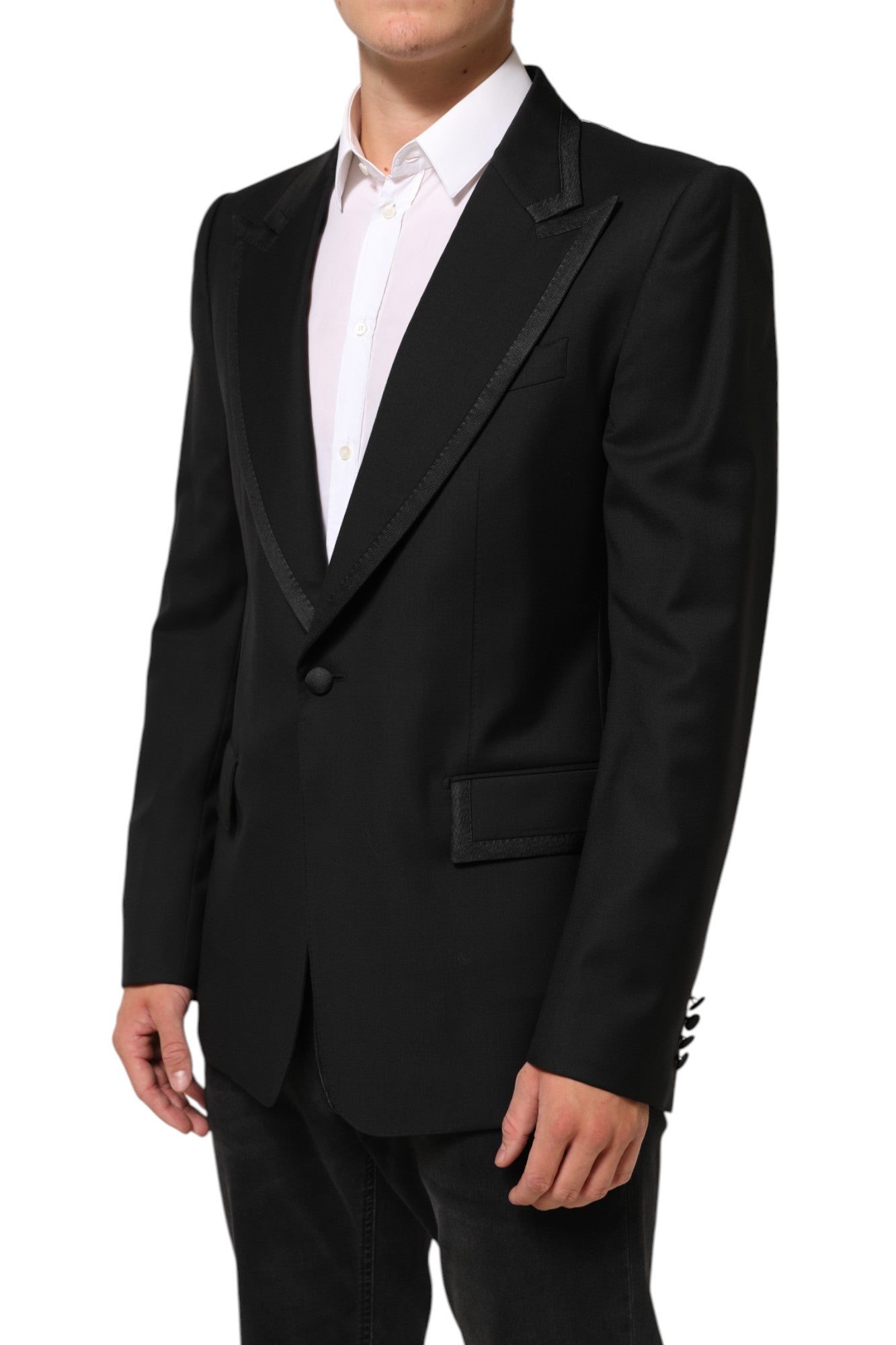 Dolce & Gabbana Black Wool 1 Button Suit Jacket Men Blazer Dolce & Gabbana