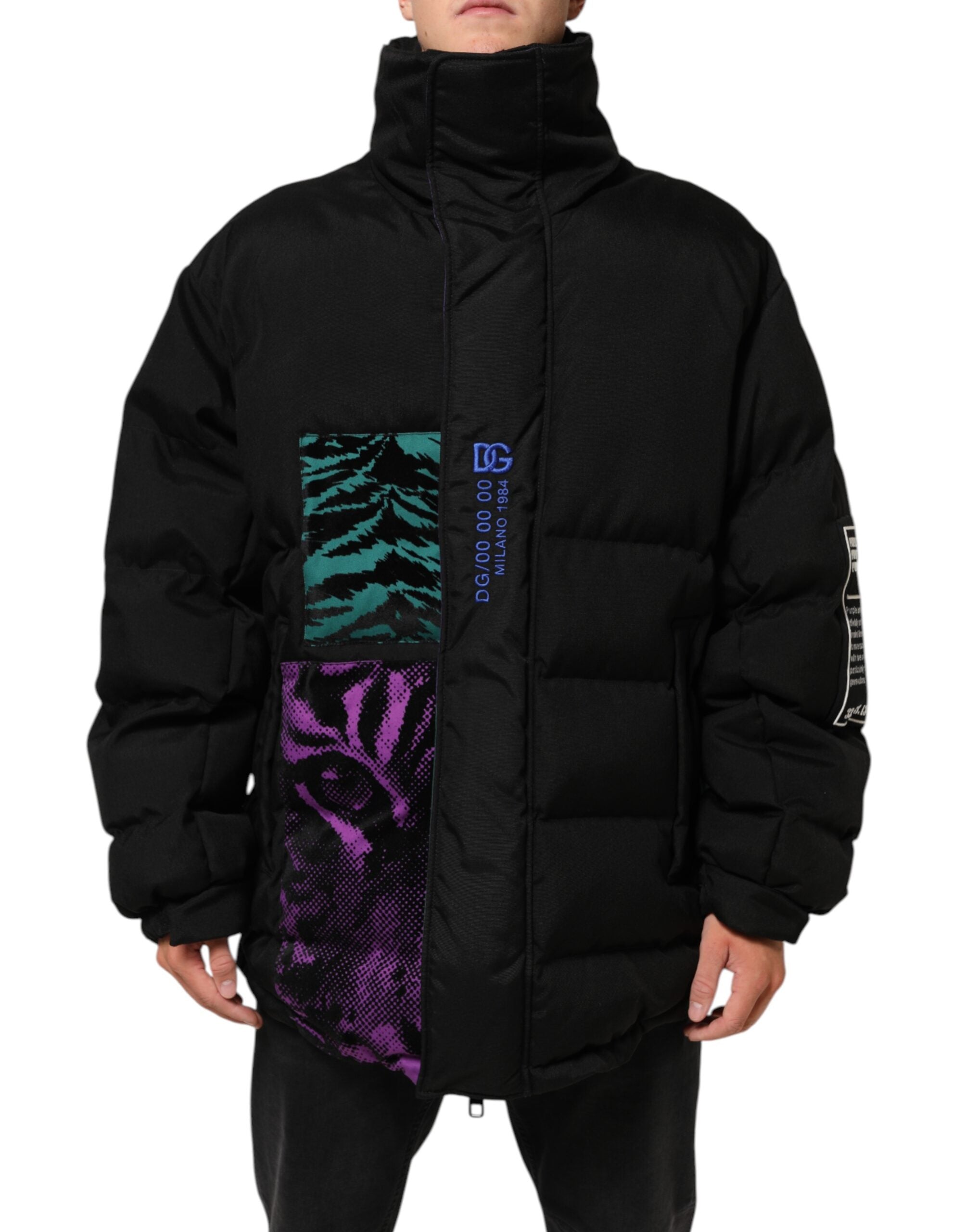 Dolce & Gabbana Black Nylon Puffer Men Full Zip Jacket Dolce & Gabbana