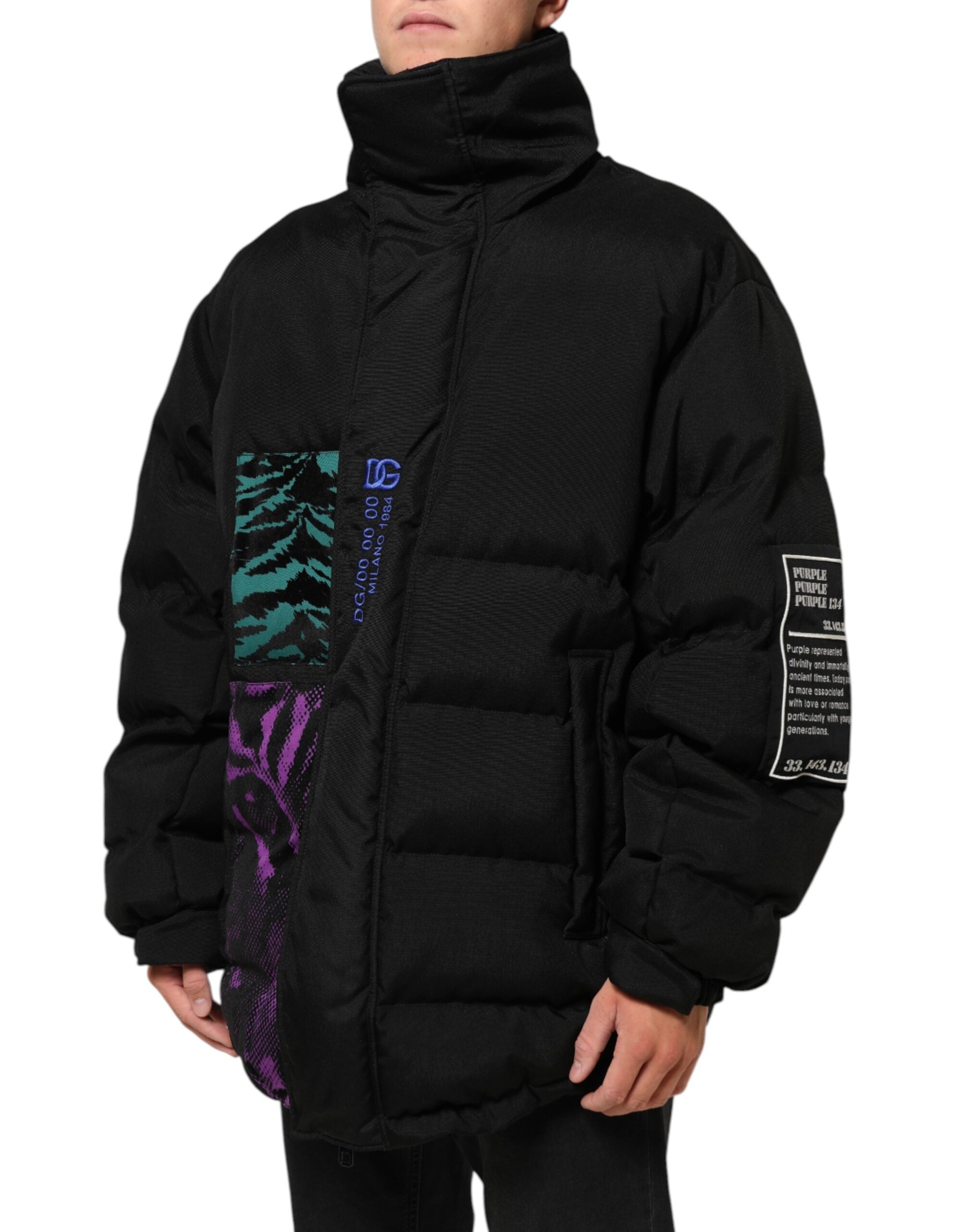 Dolce & Gabbana Black Nylon Puffer Men Full Zip Jacket Dolce & Gabbana