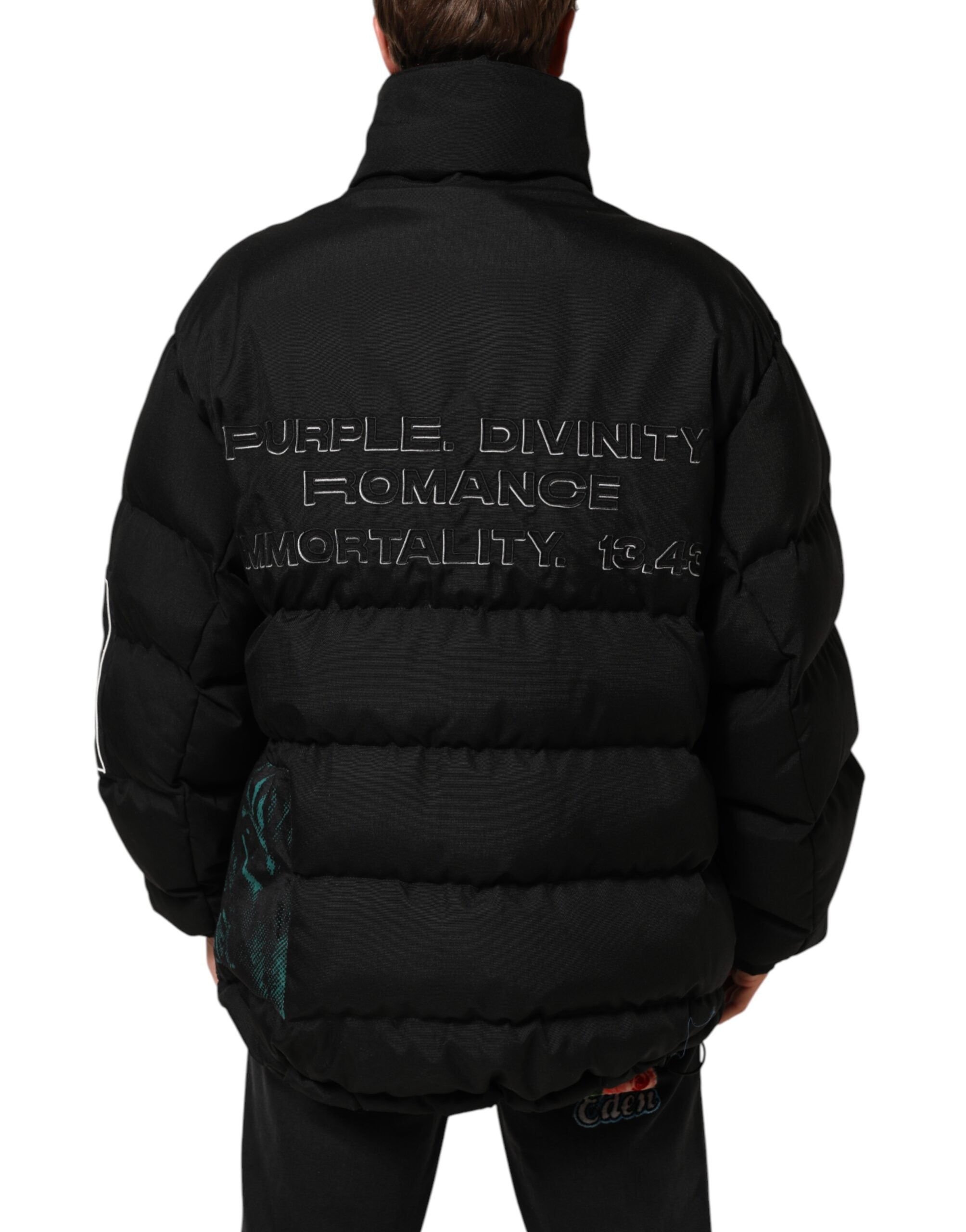 Dolce & Gabbana Black Nylon Puffer Men Full Zip Jacket Dolce & Gabbana