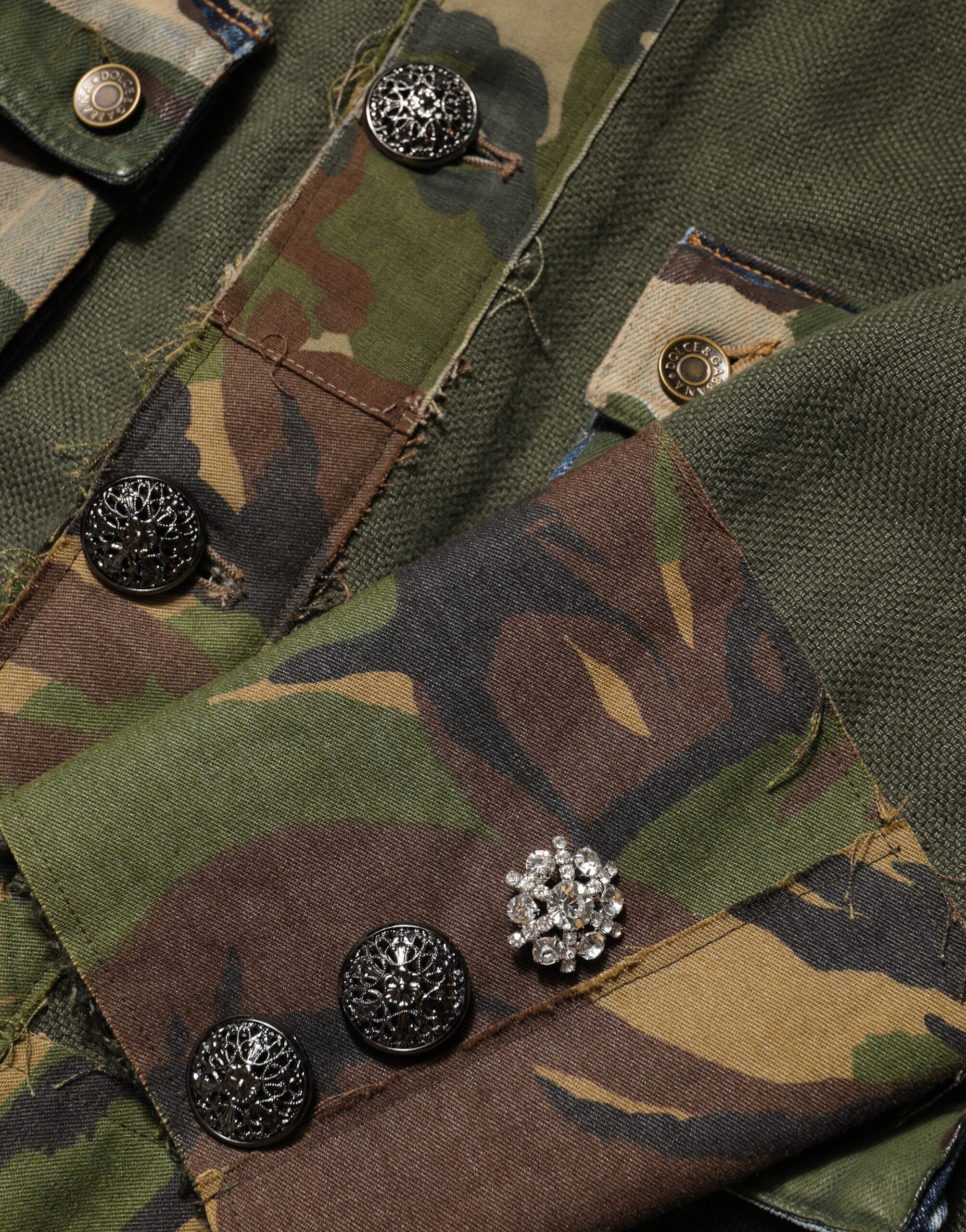 Dolce & Gabbana Brown Camouflage Linen Button Down Jacket Dolce & Gabbana