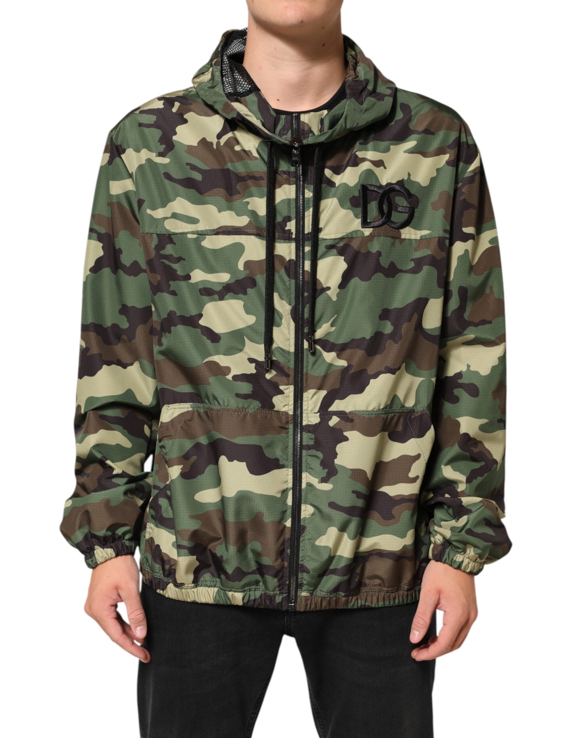 Dolce & Gabbana Green Camouflage Hooded Sweatshirt Jacket Dolce & Gabbana