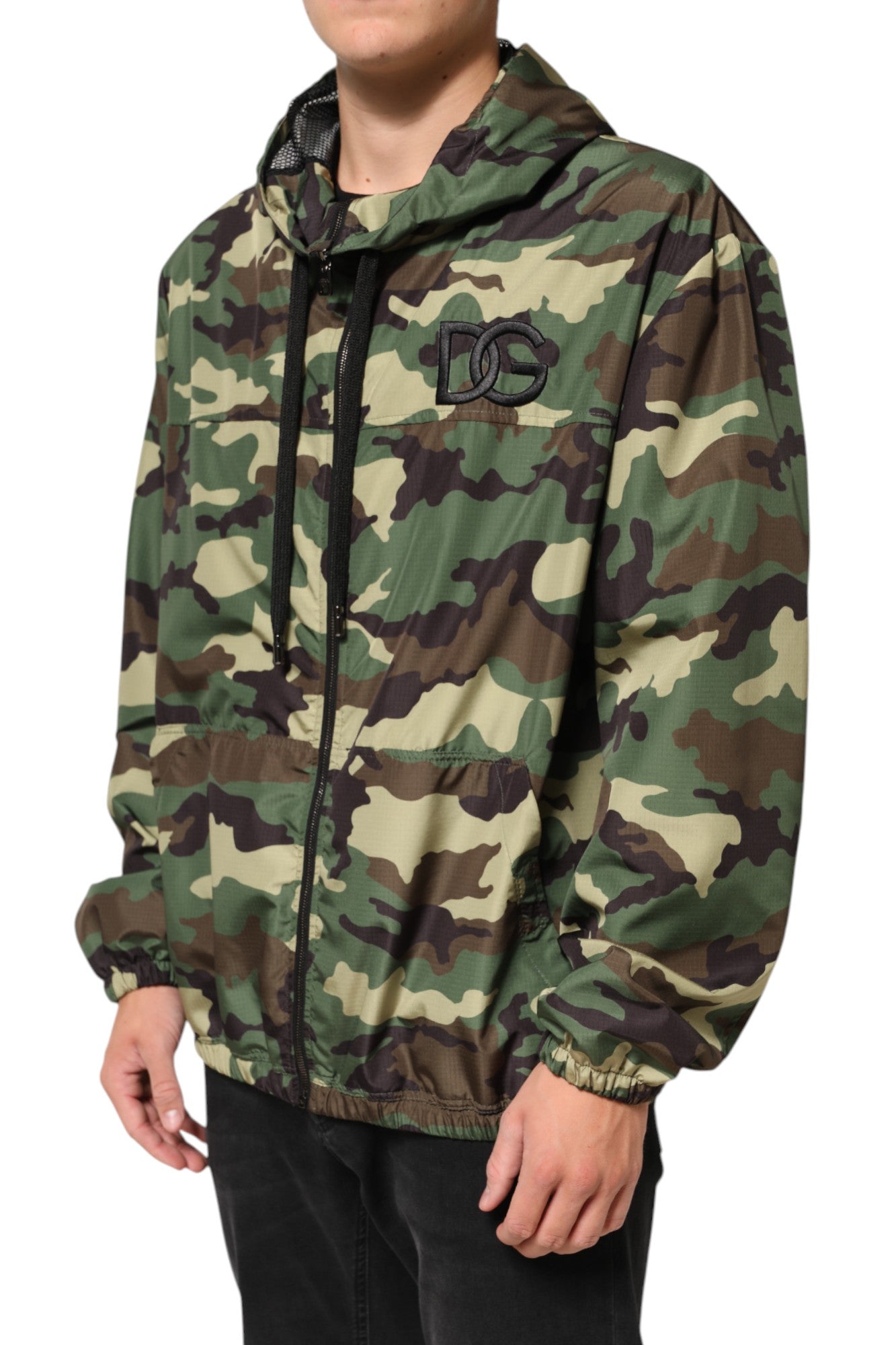 Dolce & Gabbana Green Camouflage Hooded Sweatshirt Jacket Dolce & Gabbana