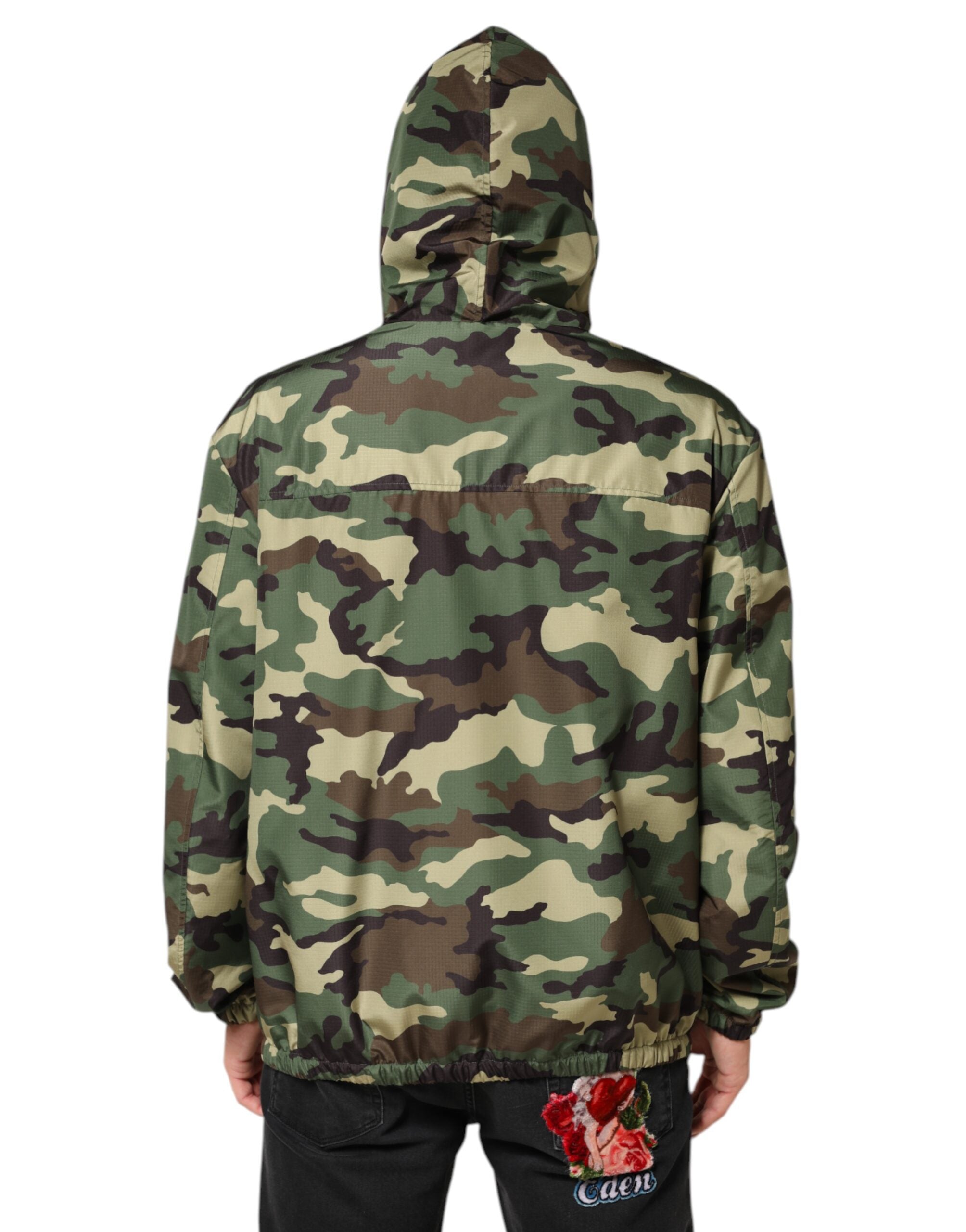Dolce & Gabbana Green Camouflage Hooded Sweatshirt Jacket Dolce & Gabbana