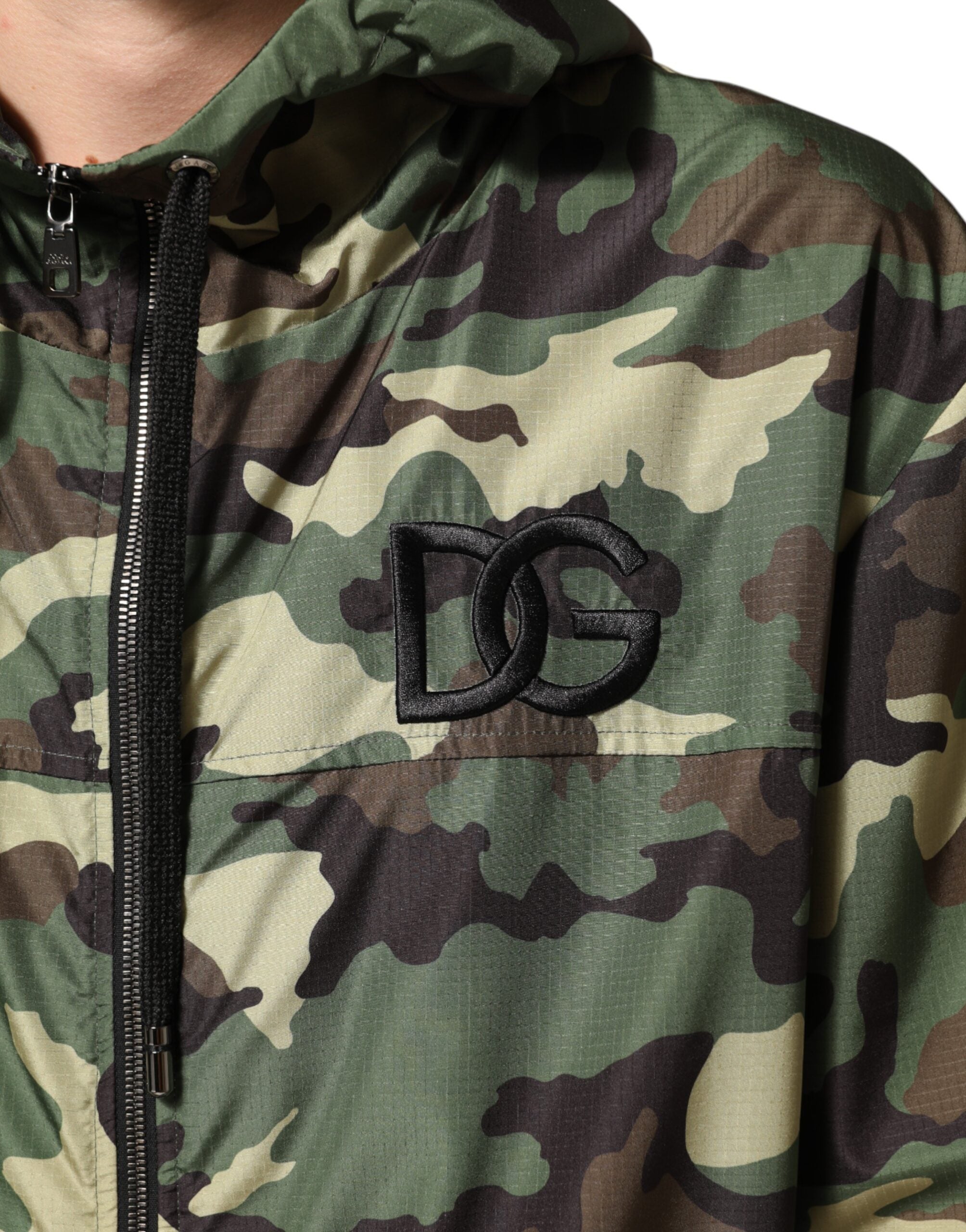 Dolce & Gabbana Green Camouflage Hooded Sweatshirt Jacket Dolce & Gabbana