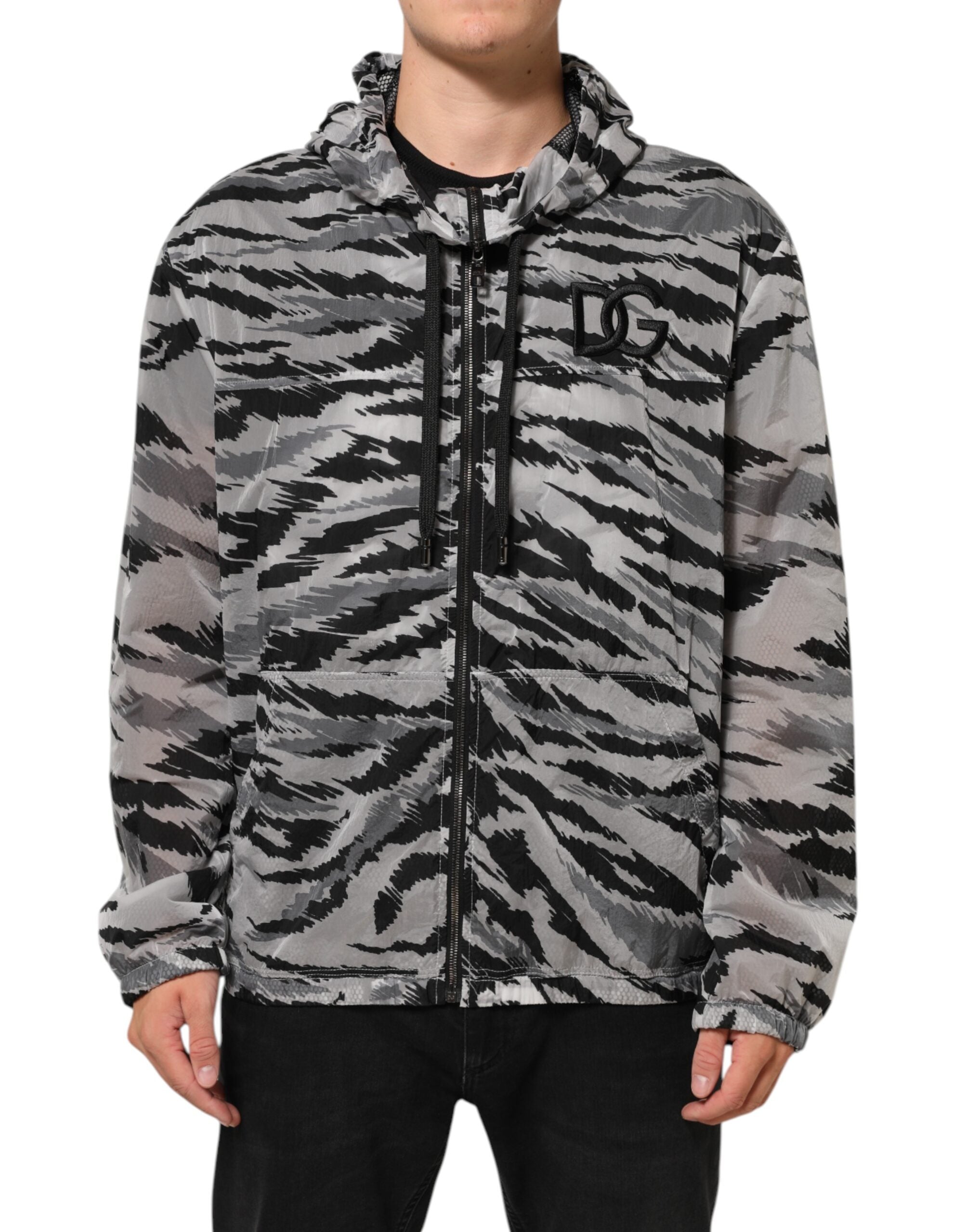 Dolce & Gabbana Gray Camouflage Hooded Sweatshirt Jacket Dolce & Gabbana