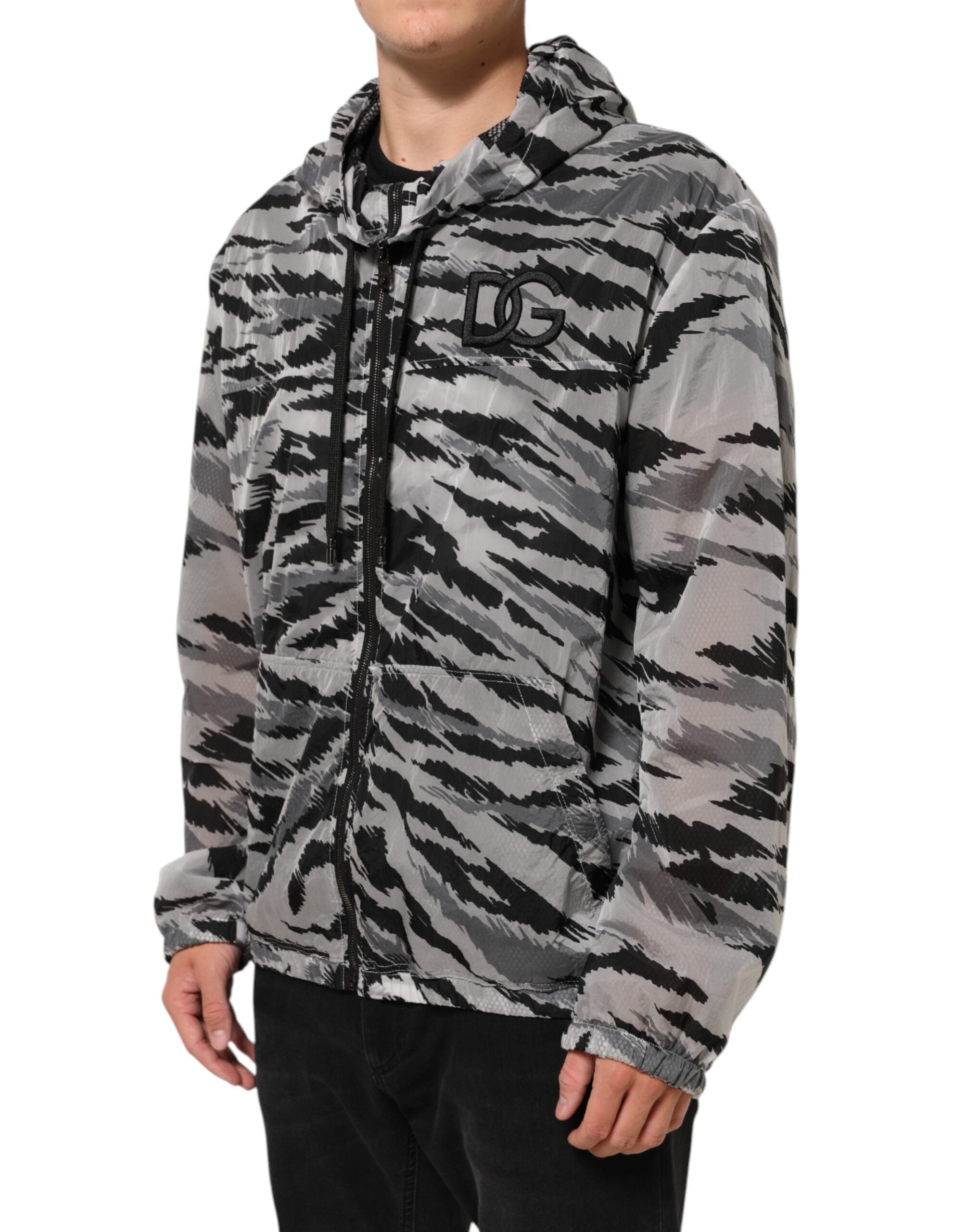 Dolce & Gabbana Gray Camouflage Hooded Sweatshirt Jacket Dolce & Gabbana
