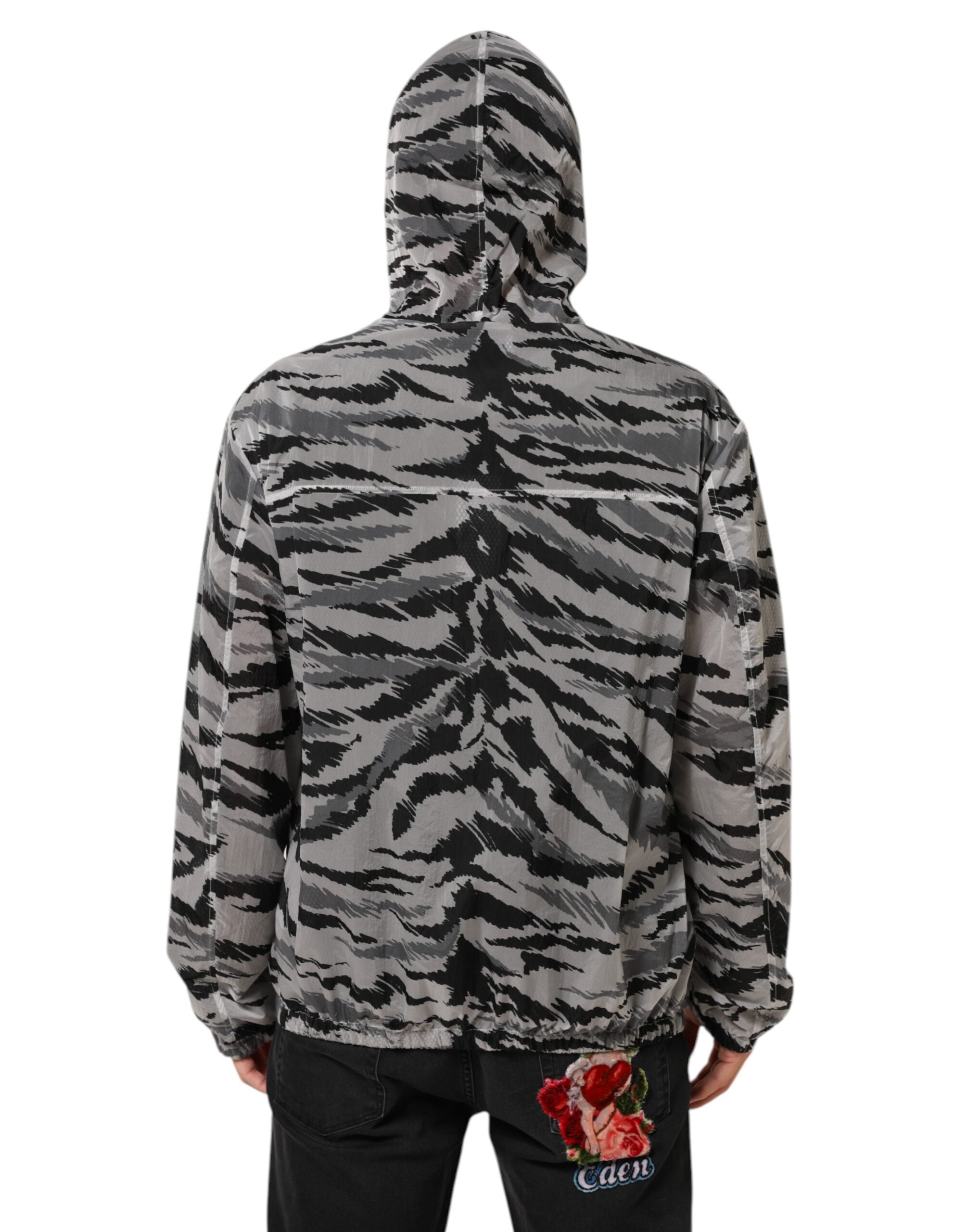 Dolce & Gabbana Gray Camouflage Hooded Sweatshirt Jacket Dolce & Gabbana