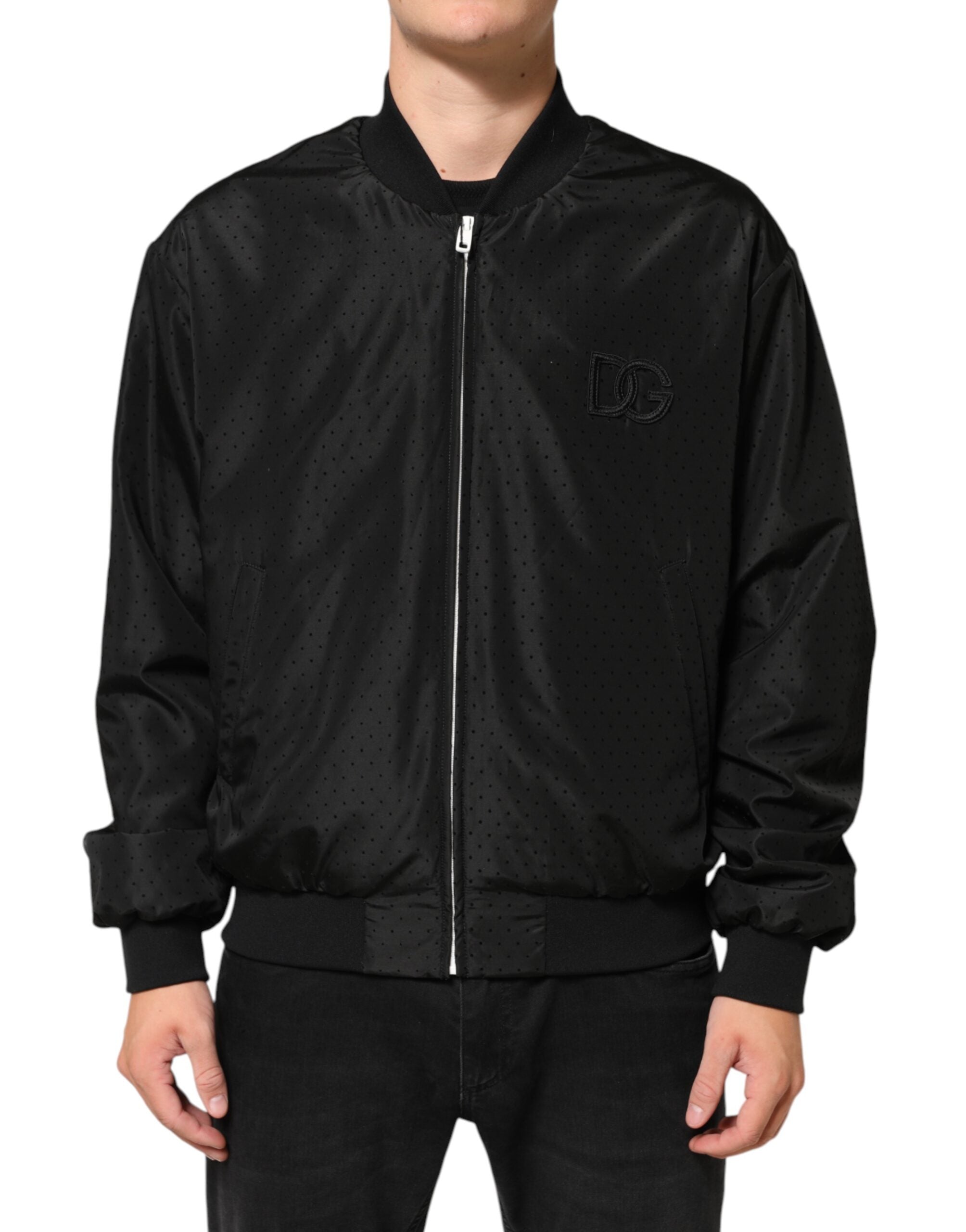 Dolce & Gabbana Black Acetate Full Zip Bomber Men Jacket Dolce & Gabbana