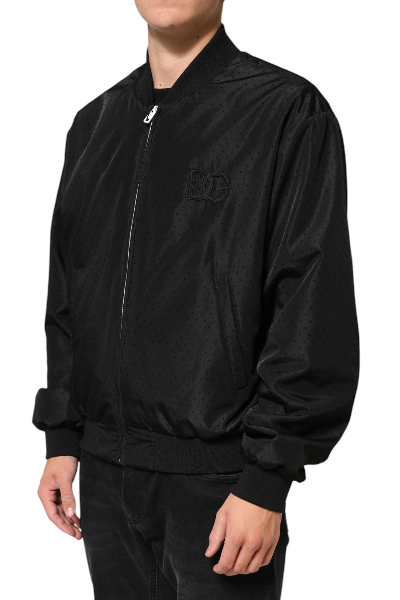 Dolce & Gabbana Black Acetate Full Zip Bomber Men Jacket Dolce & Gabbana
