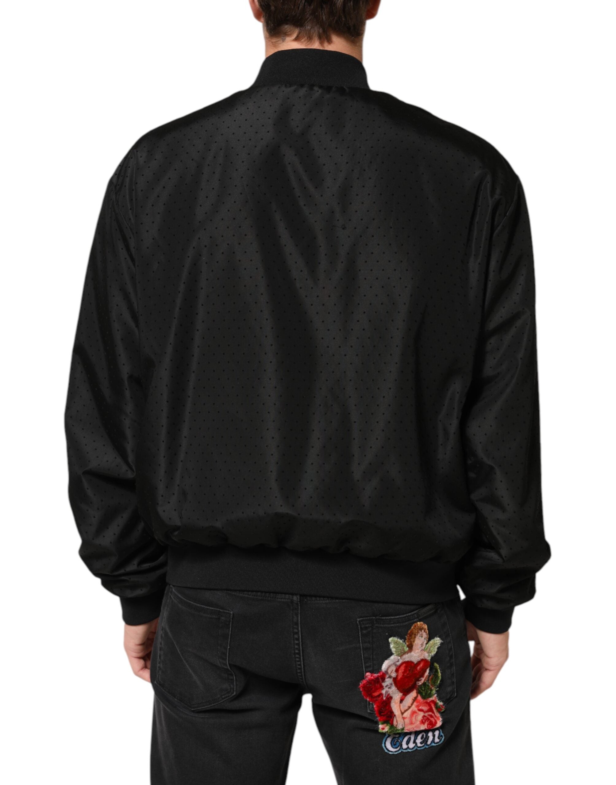 Dolce & Gabbana Black Acetate Full Zip Bomber Men Jacket Dolce & Gabbana