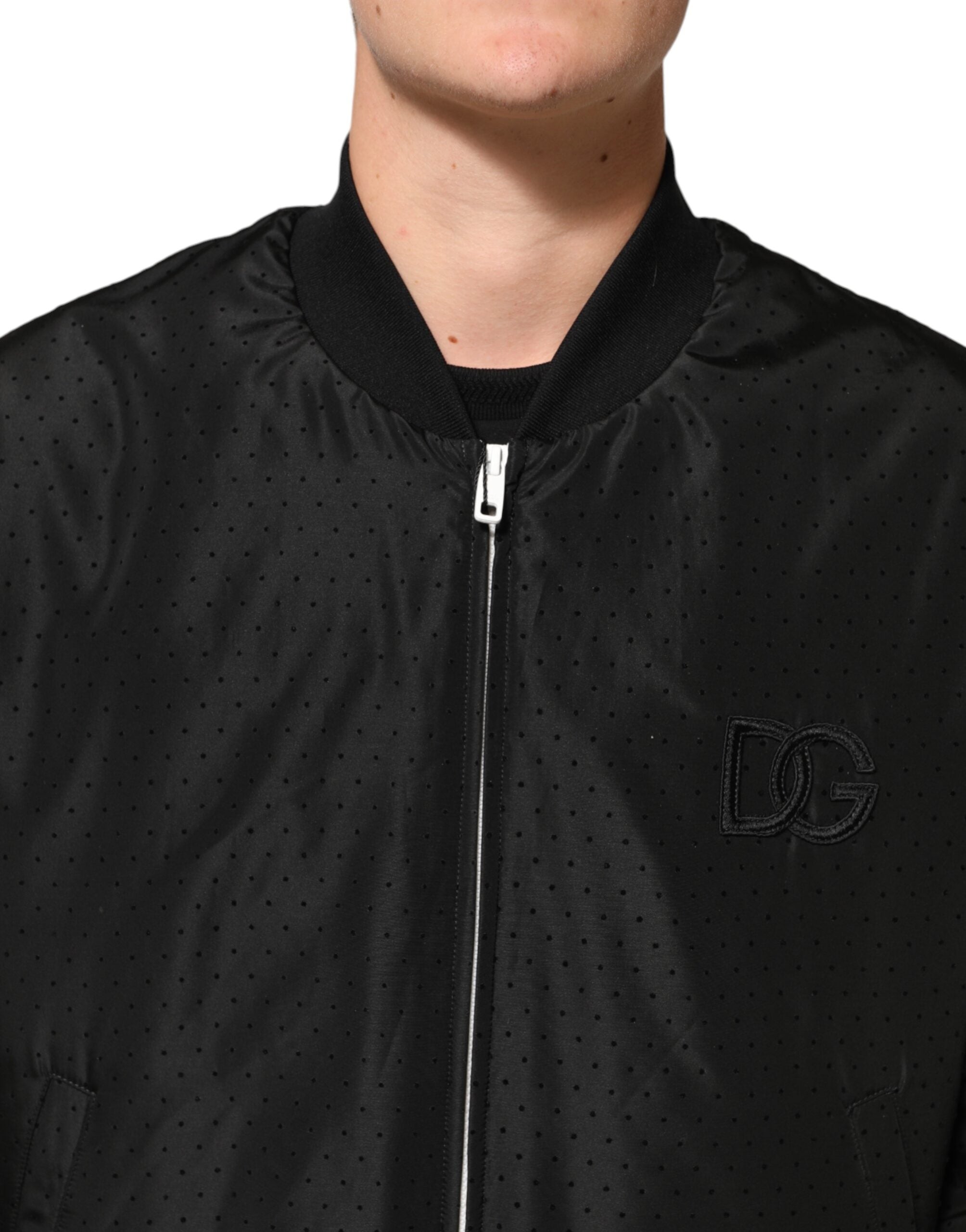 Dolce & Gabbana Black Acetate Full Zip Bomber Men Jacket Dolce & Gabbana