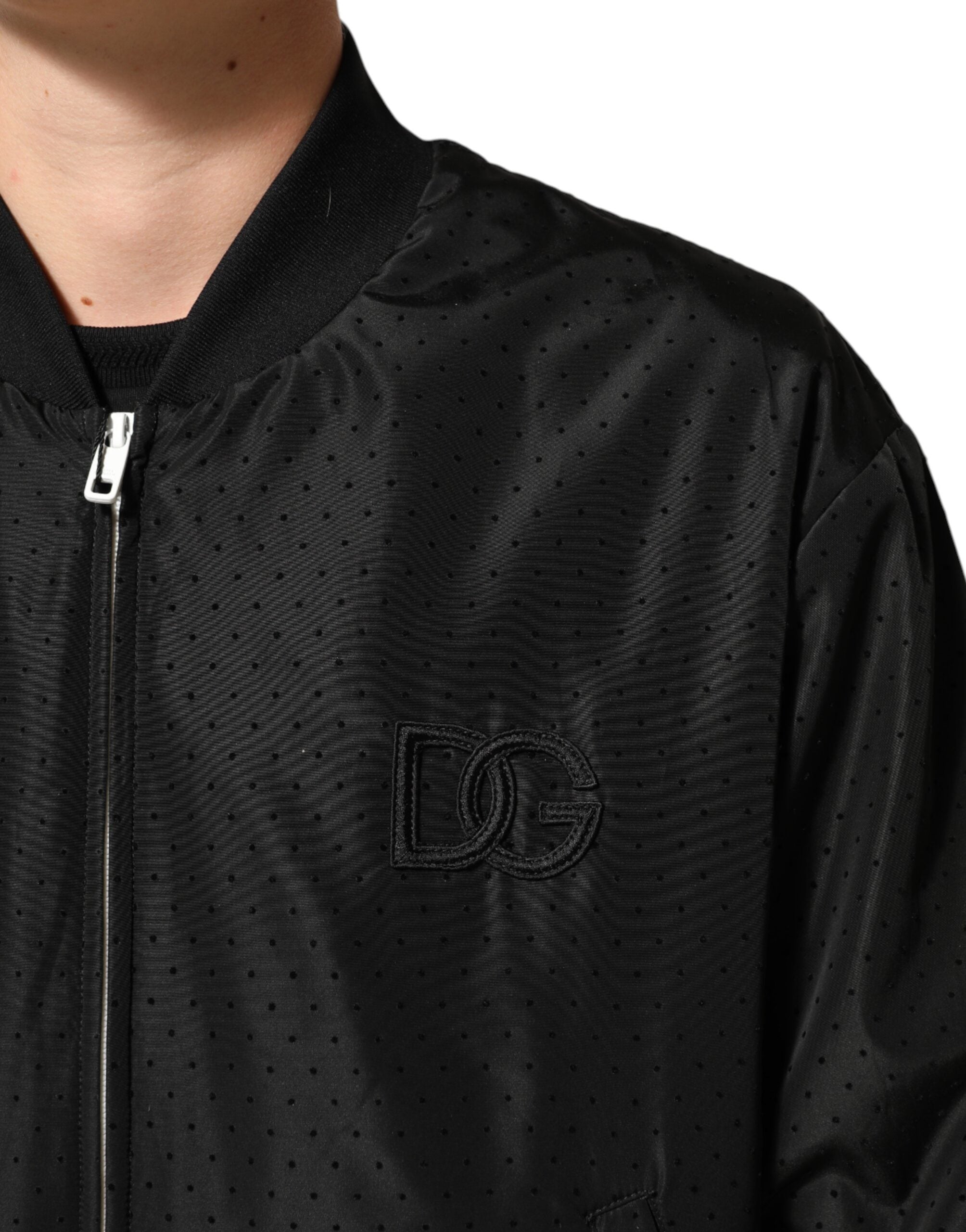 Dolce & Gabbana Black Acetate Full Zip Bomber Men Jacket Dolce & Gabbana