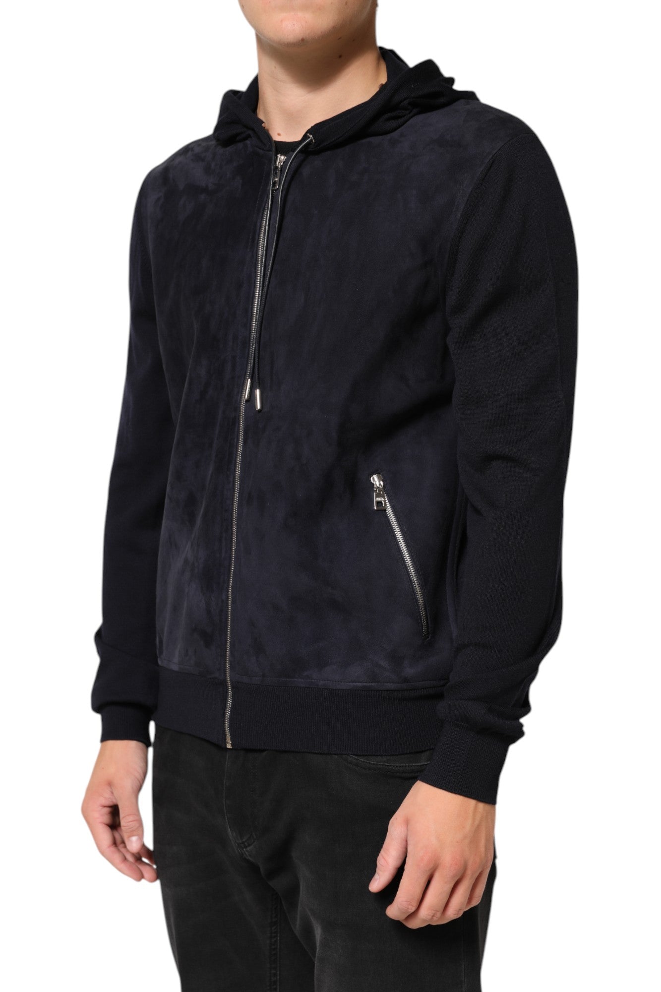 Dolce & Gabbana Black Leather Full Zip Hooded Blouson Jacket Dolce & Gabbana