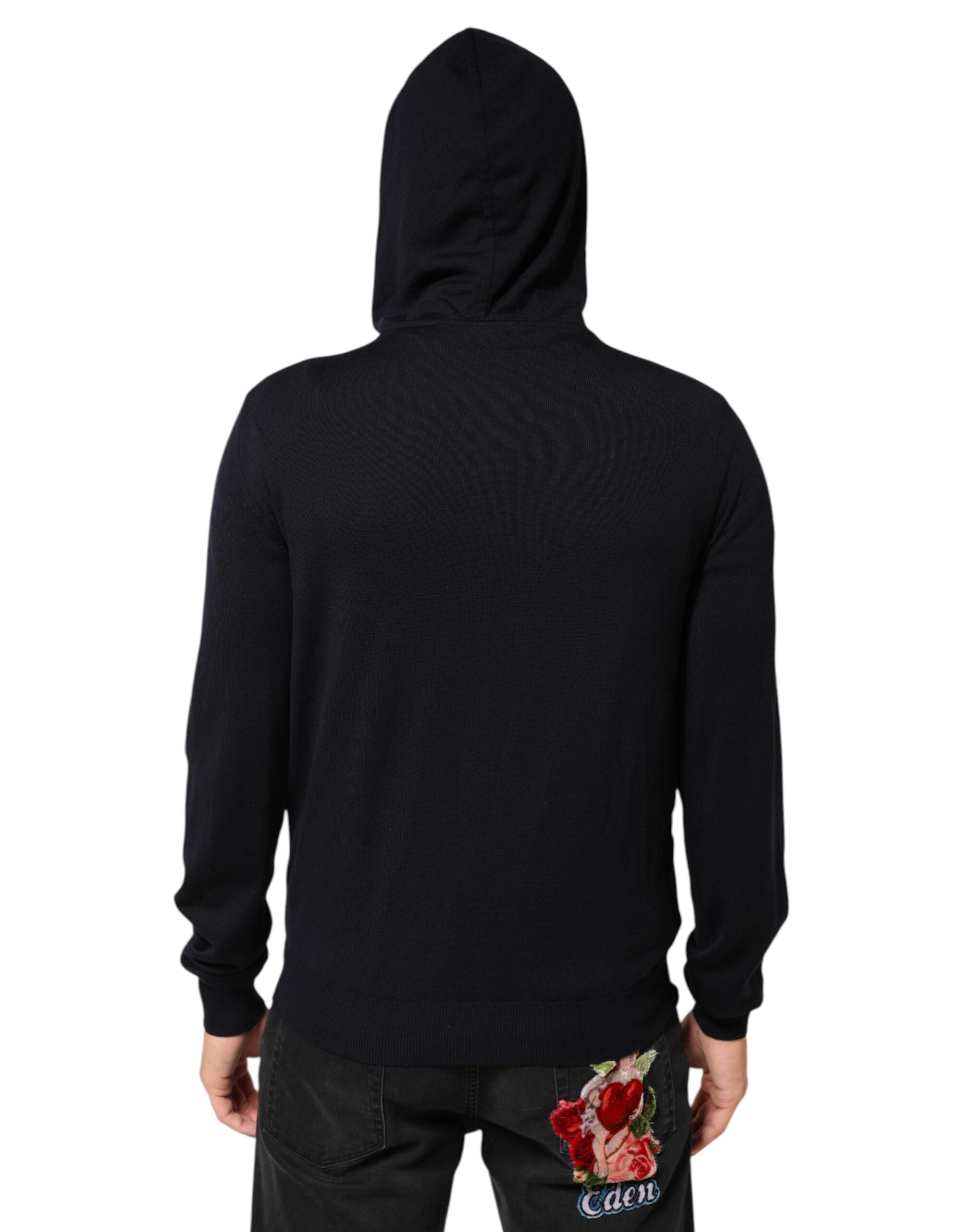 Dolce & Gabbana Black Leather Full Zip Hooded Blouson Jacket Dolce & Gabbana